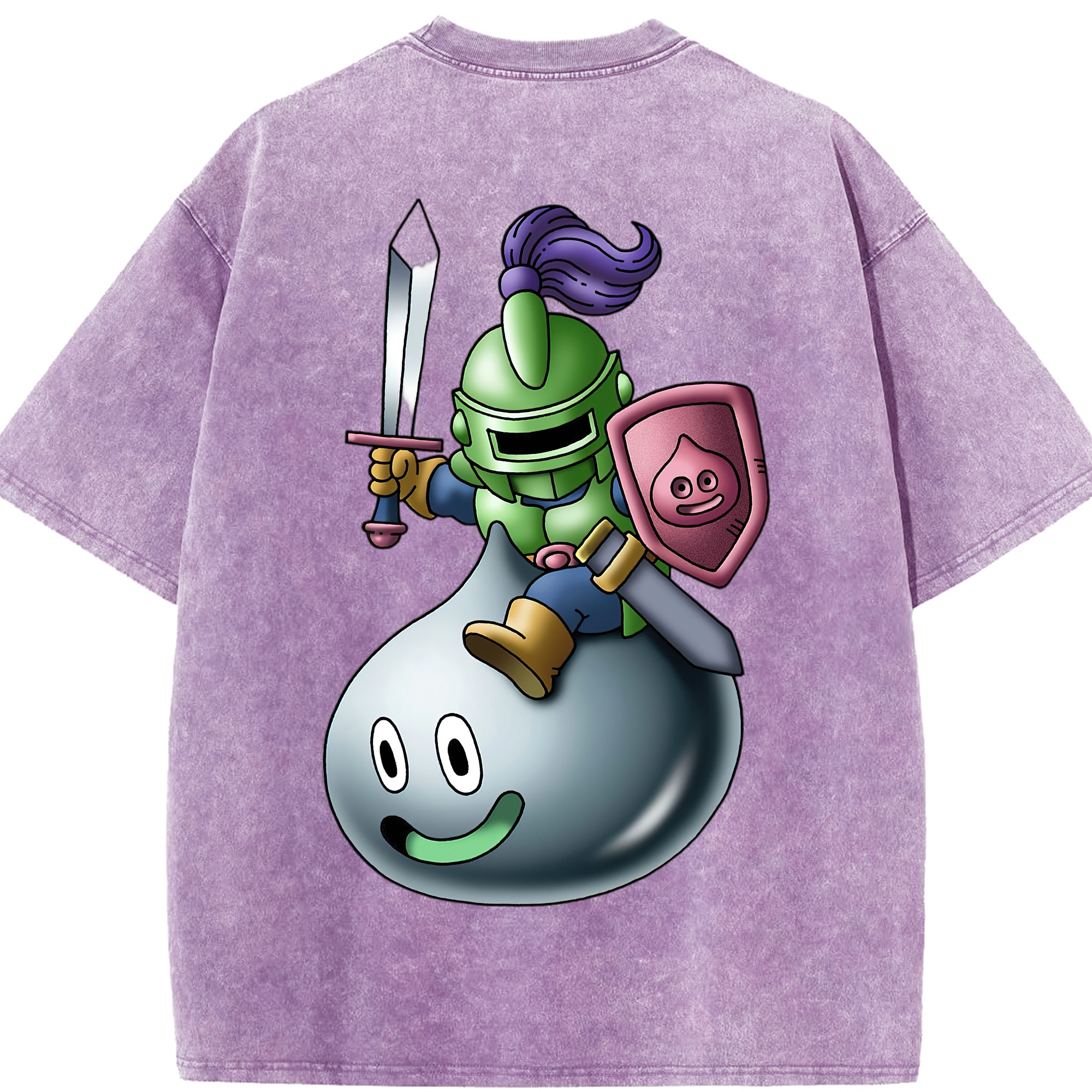 （画像用） ドラゴンクエスト Doragon Kuesuto Dragon Quest 綿100% ヴィンテージ風 半袖Tシャツ（背面プリント）
