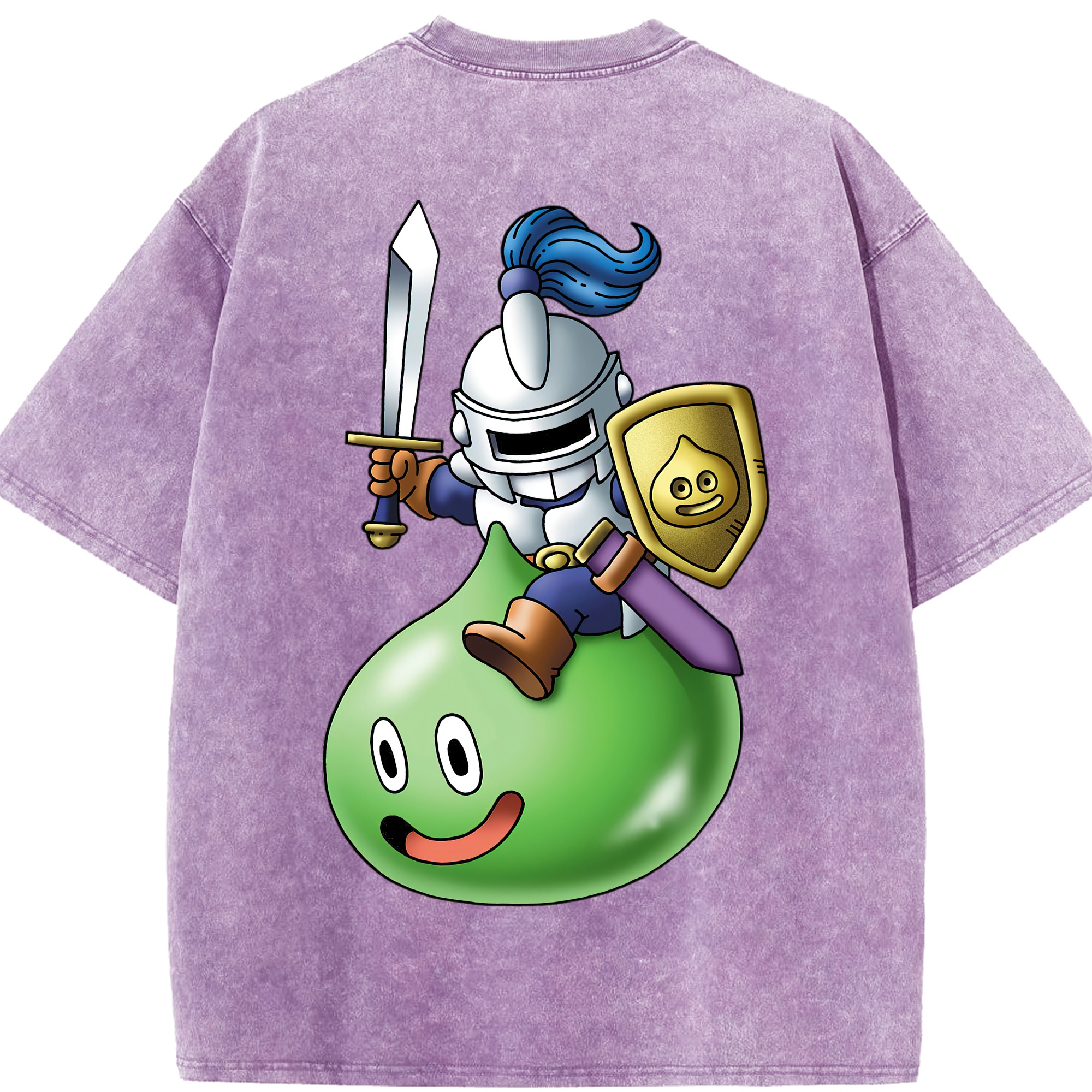 （画像用） ドラゴンクエスト Doragon Kuesuto Dragon Quest 綿100% ヴィンテージ風 半袖Tシャツ（背面プリント）