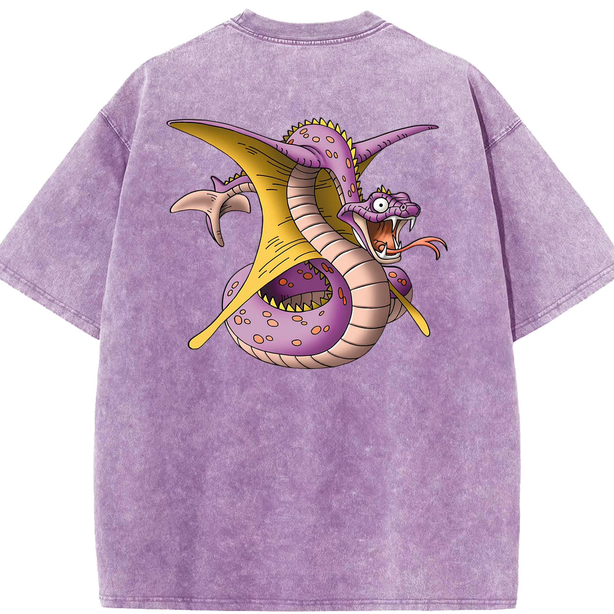（画像用） ドラゴンクエスト Doragon Kuesuto Dragon Quest 綿100% ヴィンテージ風 半袖Tシャツ（背面プリント）