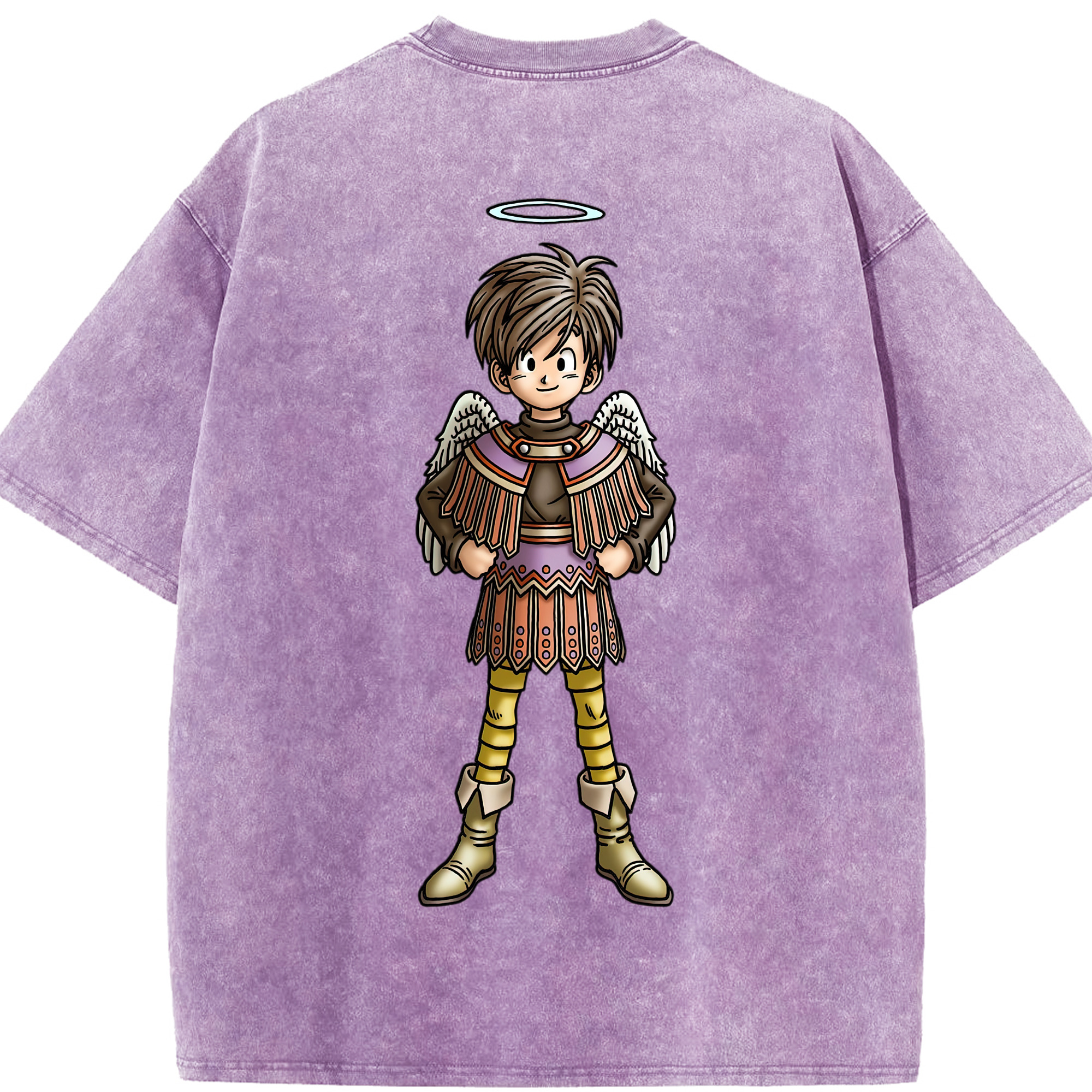 （画像用） ドラゴンクエスト Doragon Kuesuto Dragon Quest 綿100% ヴィンテージ風 半袖Tシャツ（背面プリント）