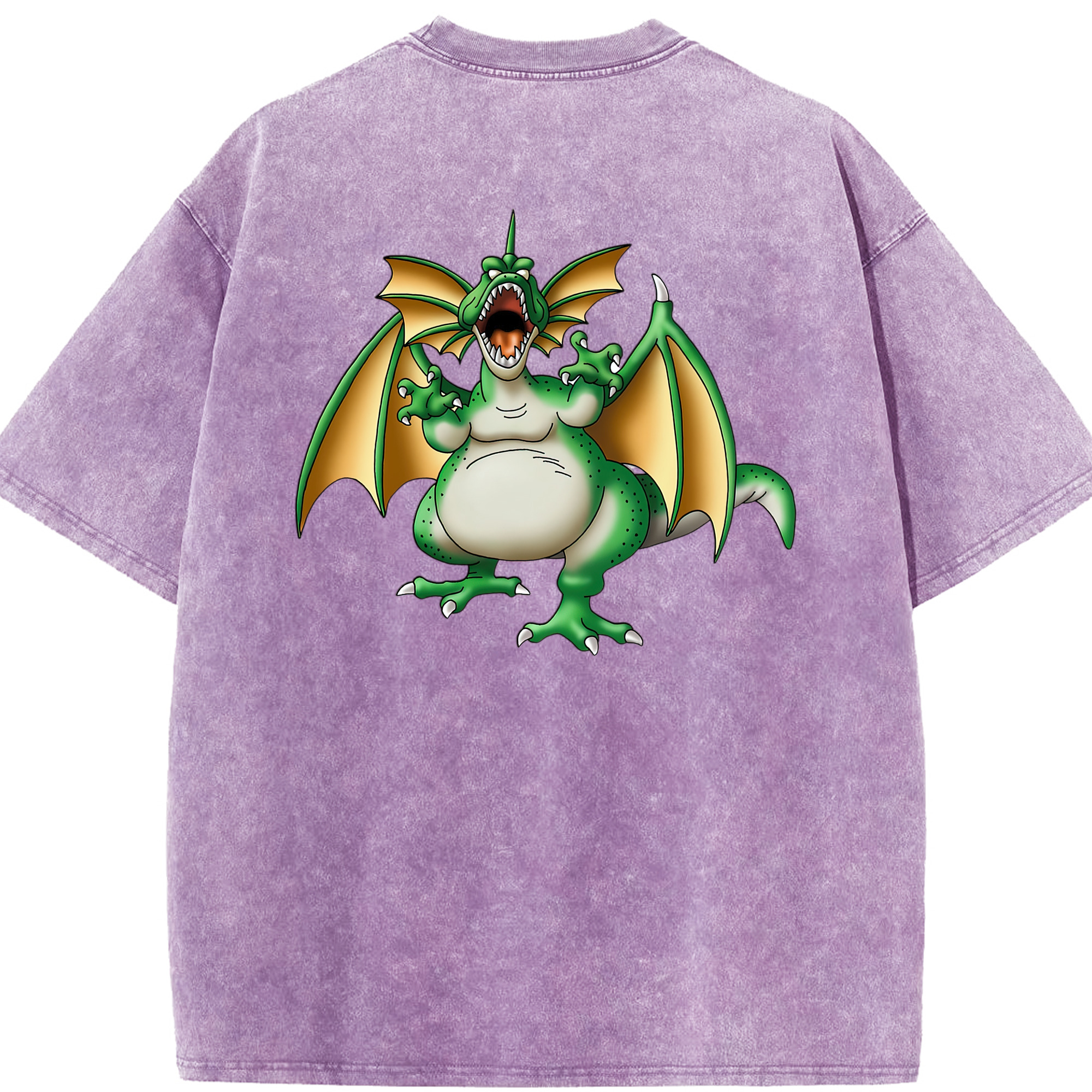 （画像用） ドラゴンクエスト Doragon Kuesuto Dragon Quest 綿100% ヴィンテージ風 半袖Tシャツ（背面プリント）