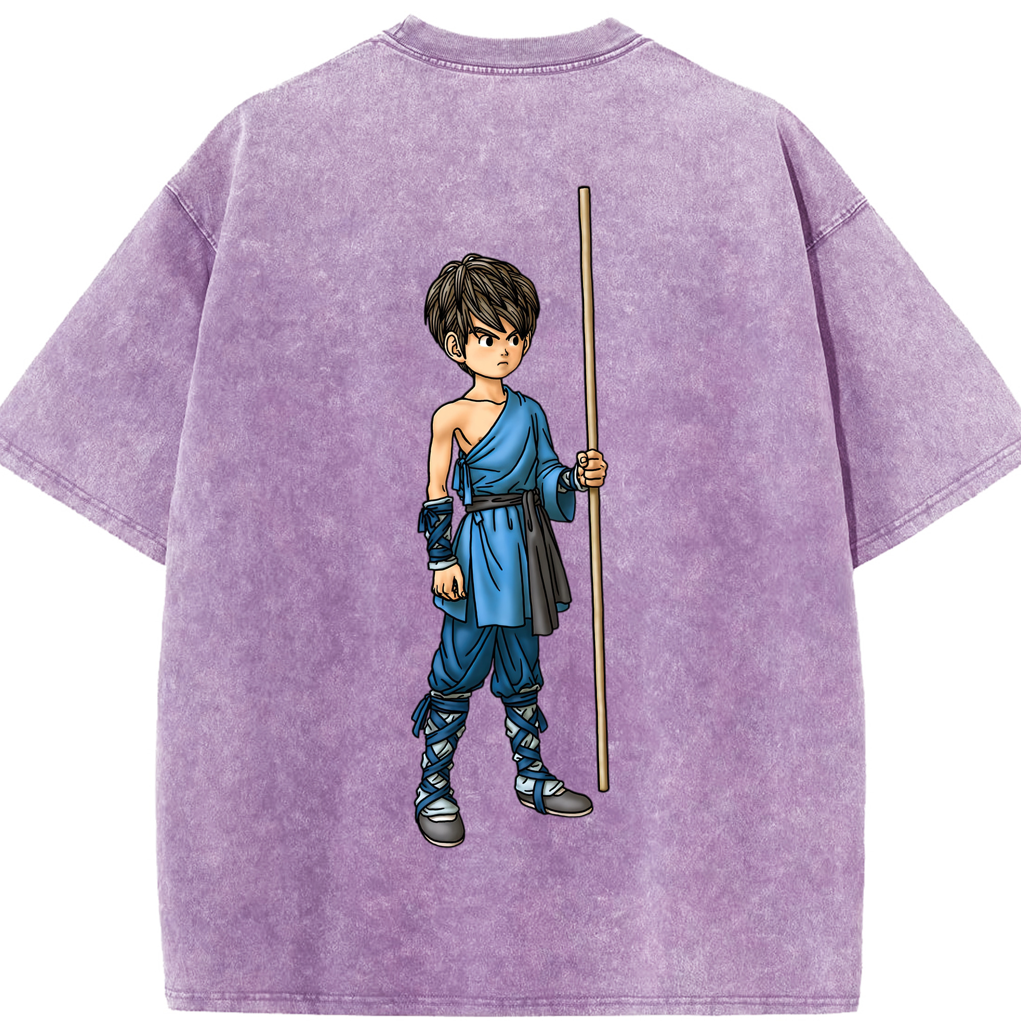 （画像用） ドラゴンクエスト Doragon Kuesuto Dragon Quest 綿100% ヴィンテージ風 半袖Tシャツ（背面プリント）