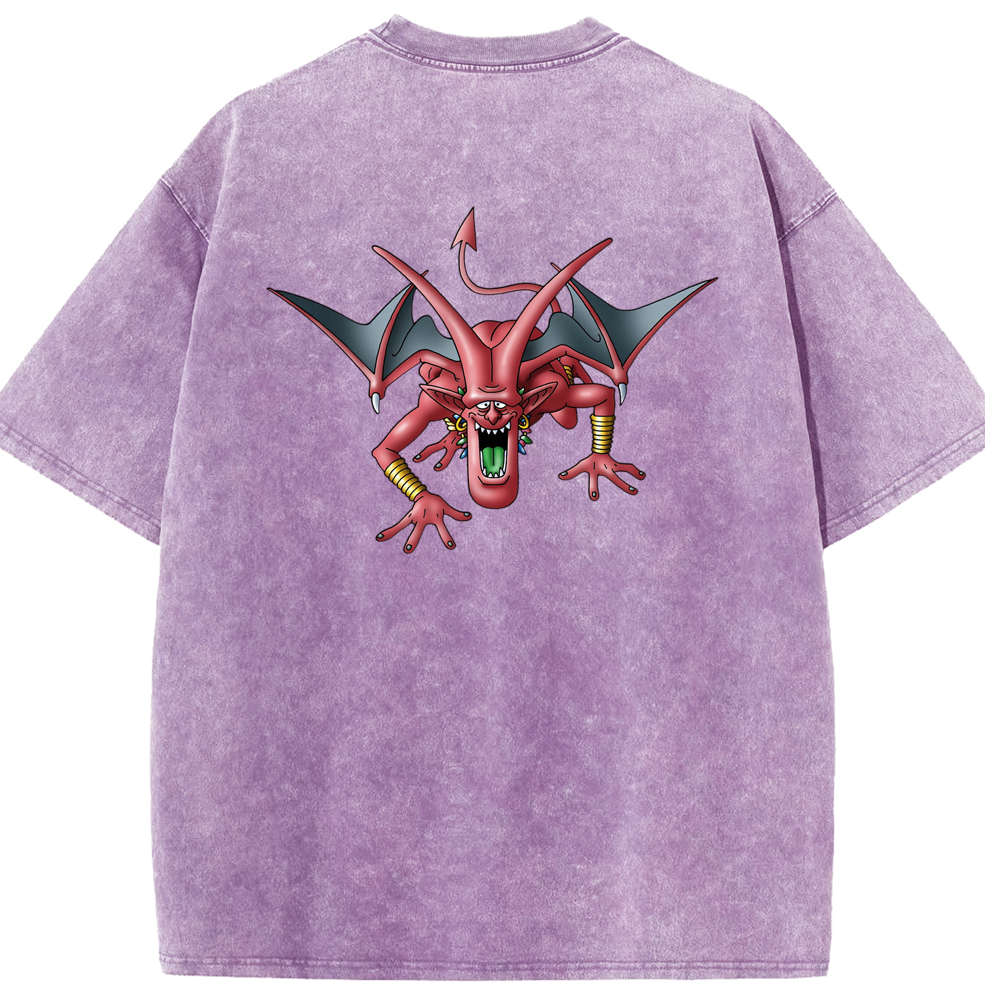（画像用） ドラゴンクエスト Doragon Kuesuto Dragon Quest 綿100% ヴィンテージ風 半袖Tシャツ（背面プリント）