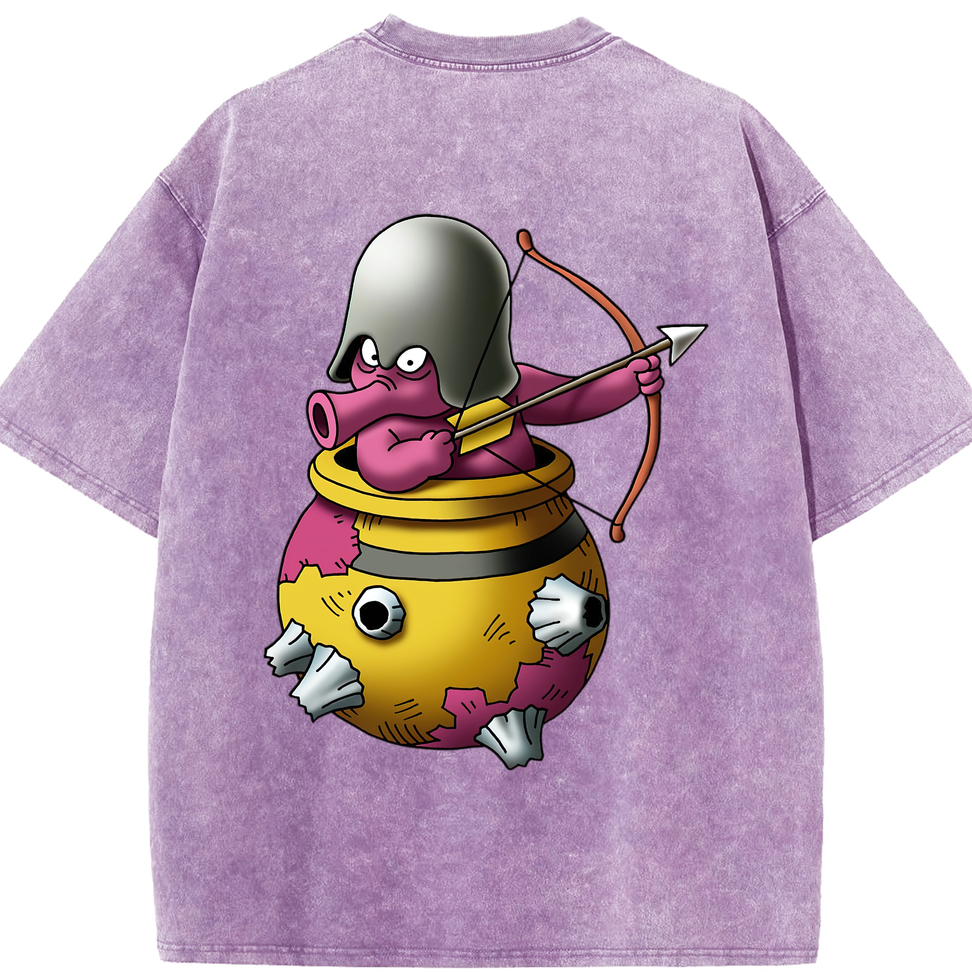 （画像用） ドラゴンクエスト Doragon Kuesuto Dragon Quest 綿100% ヴィンテージ風 半袖Tシャツ（背面プリント）