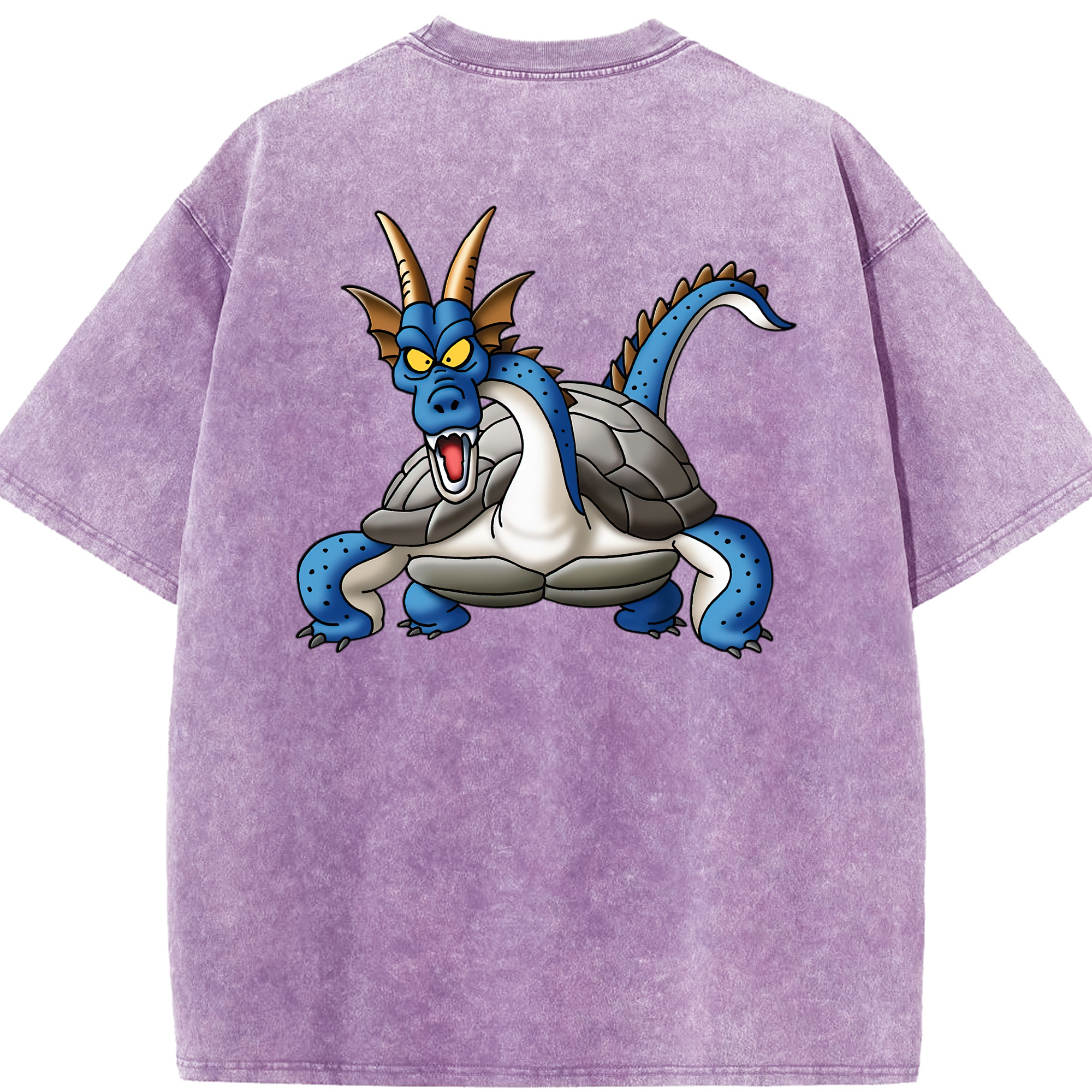 （画像用） ドラゴンクエスト Doragon Kuesuto Dragon Quest 綿100% ヴィンテージ風 半袖Tシャツ（背面プリント）