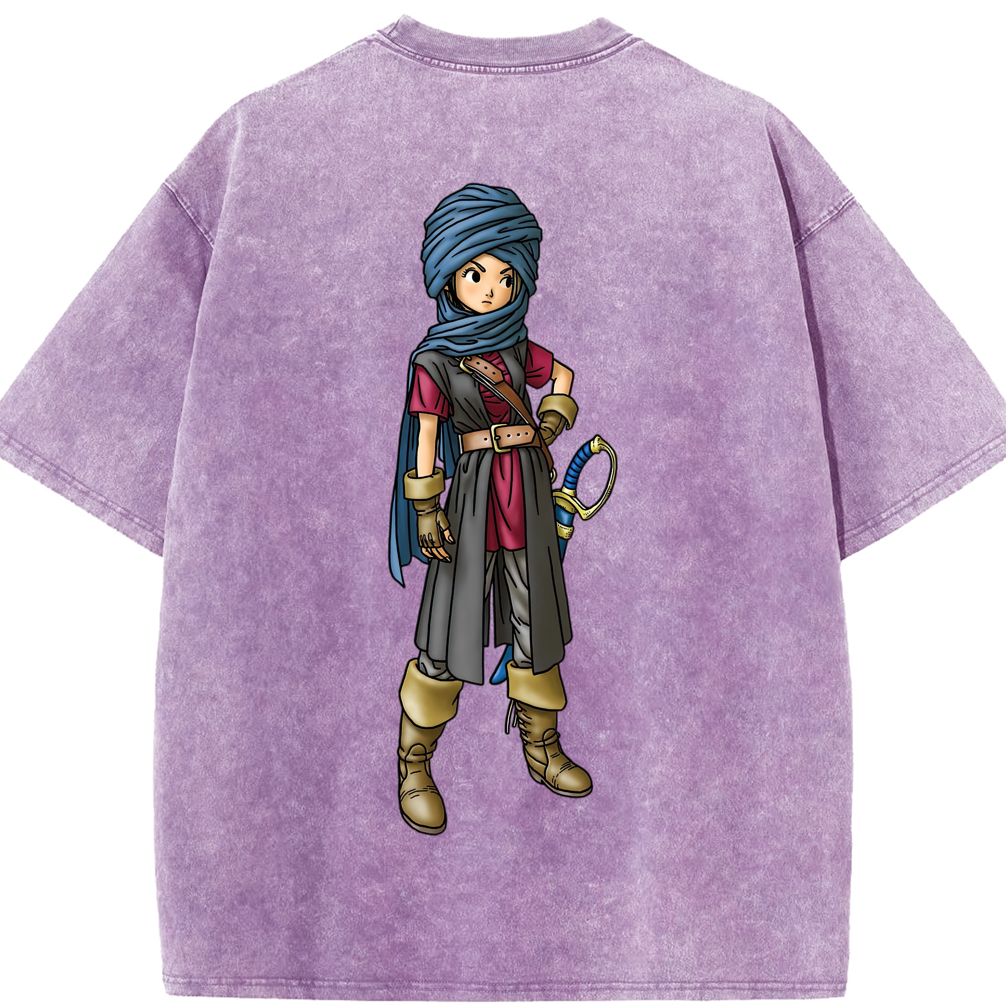 （画像用） ドラゴンクエスト Doragon Kuesuto Dragon Quest 綿100% ヴィンテージ風 半袖Tシャツ（背面プリント）