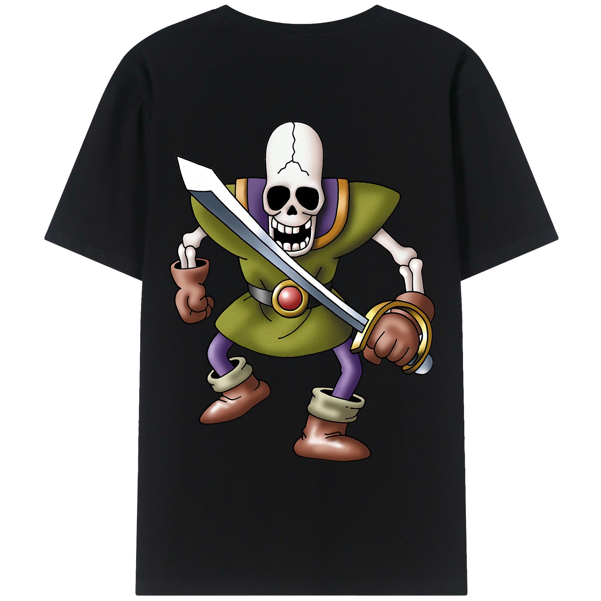 （画像用） ドラゴンクエスト Doragon Kuesuto Dragon Quest 綿100％ メンズ半袖Tシャツ（バックプリント） 通気性