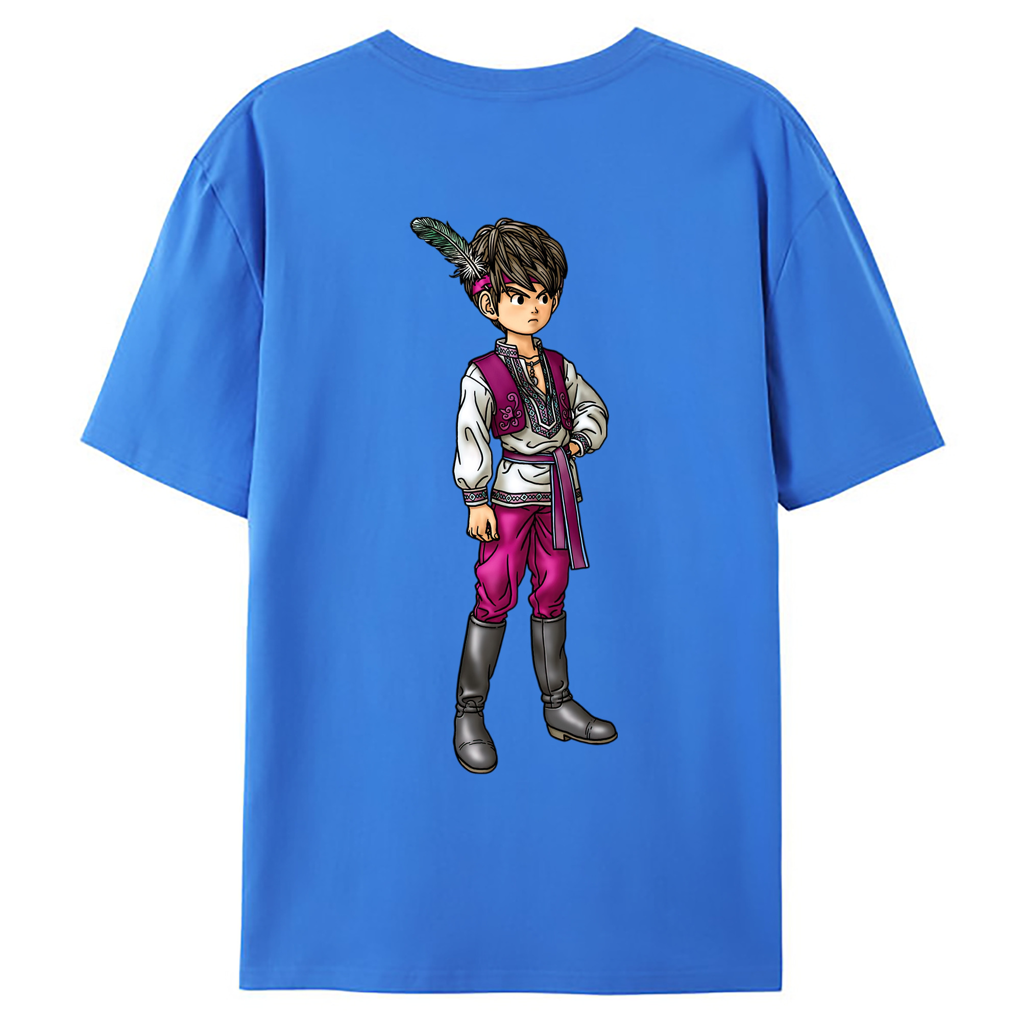 （画像用） ドラゴンクエスト Doragon Kuesuto Dragon Quest 綿100％ メンズ半袖Tシャツ（バックプリント） 通気性