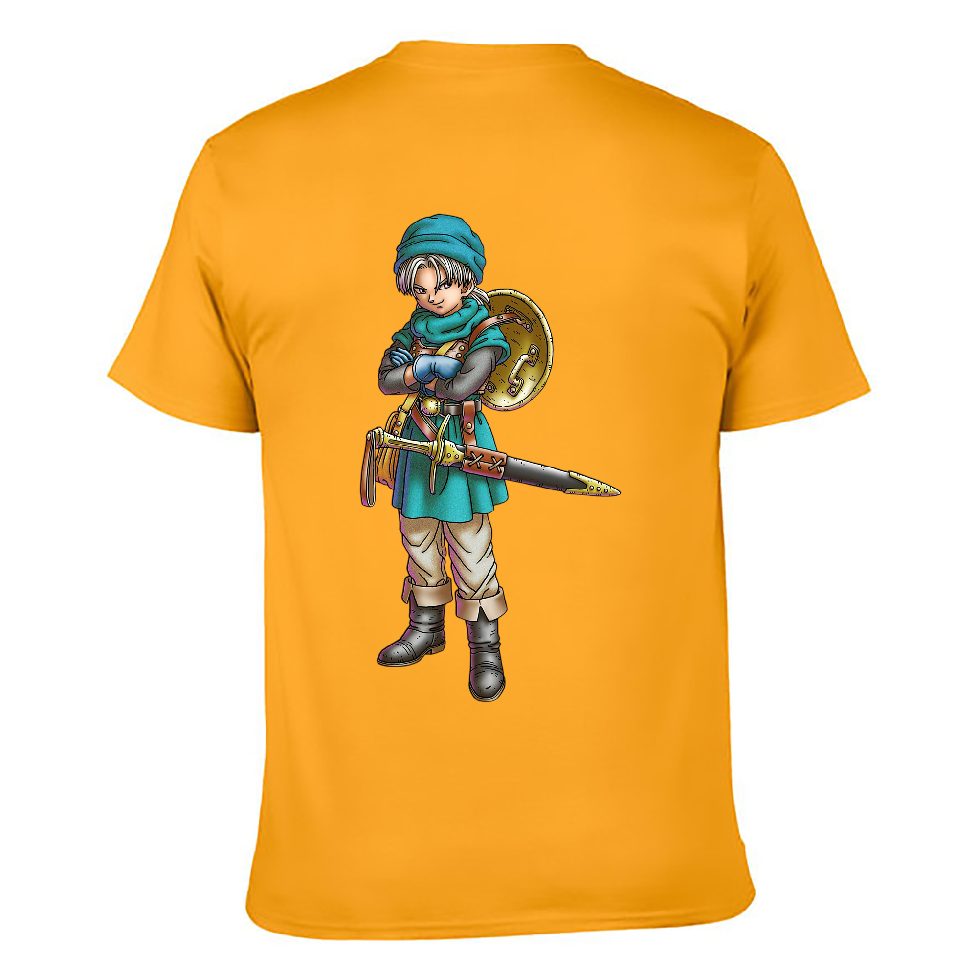 （画像用） ドラゴンクエスト Doragon Kuesuto Dragon Quest 綿100％ メンズ半袖Tシャツ（バックプリント） 通気性