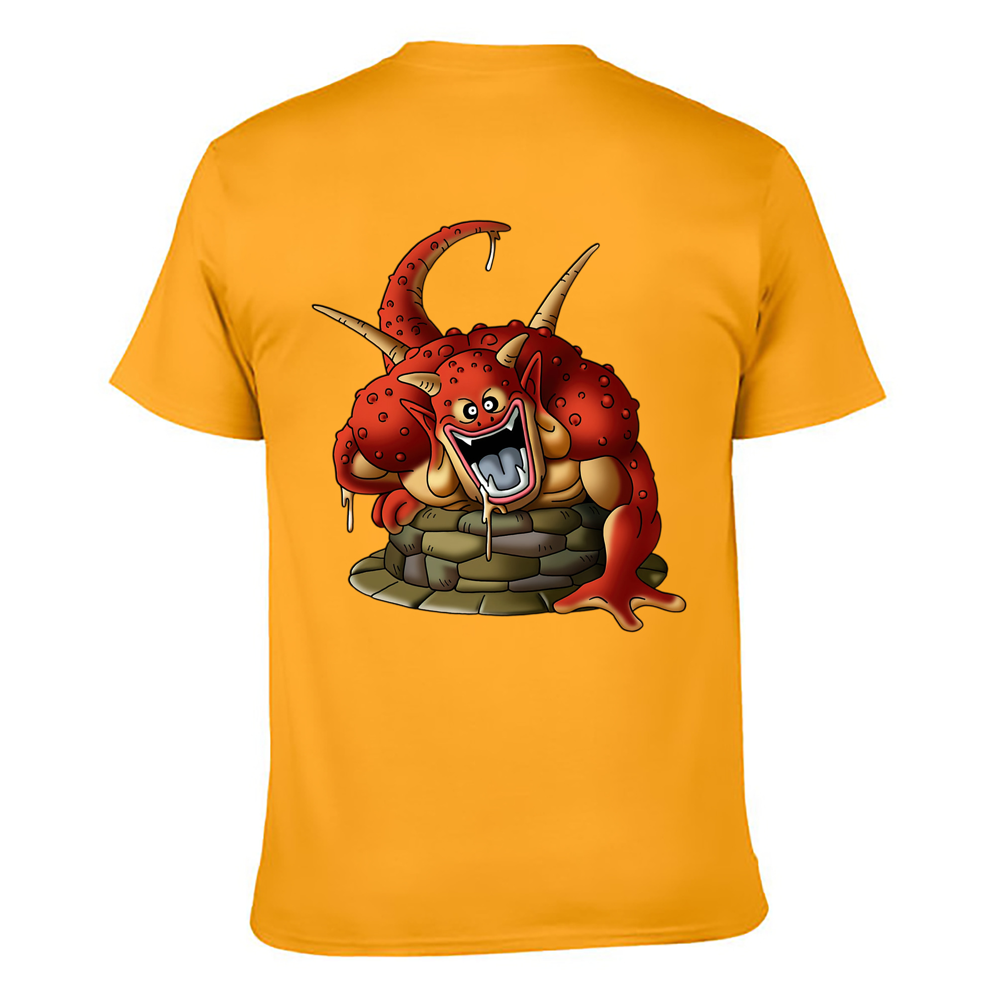 （画像用） ドラゴンクエスト Doragon Kuesuto Dragon Quest 綿100％ メンズ半袖Tシャツ（バックプリント） 通気性