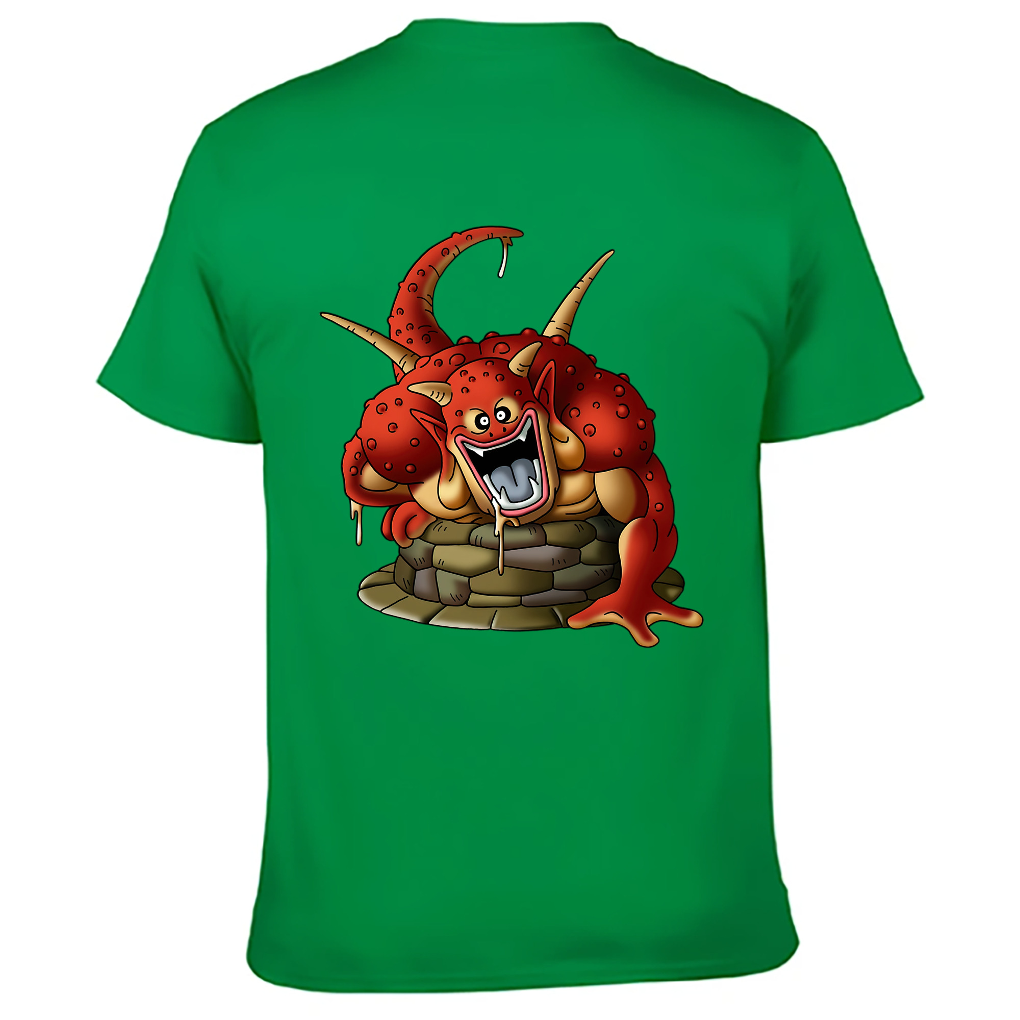 （画像用） ドラゴンクエスト Doragon Kuesuto Dragon Quest 綿100％ メンズ半袖Tシャツ（バックプリント） 通気性