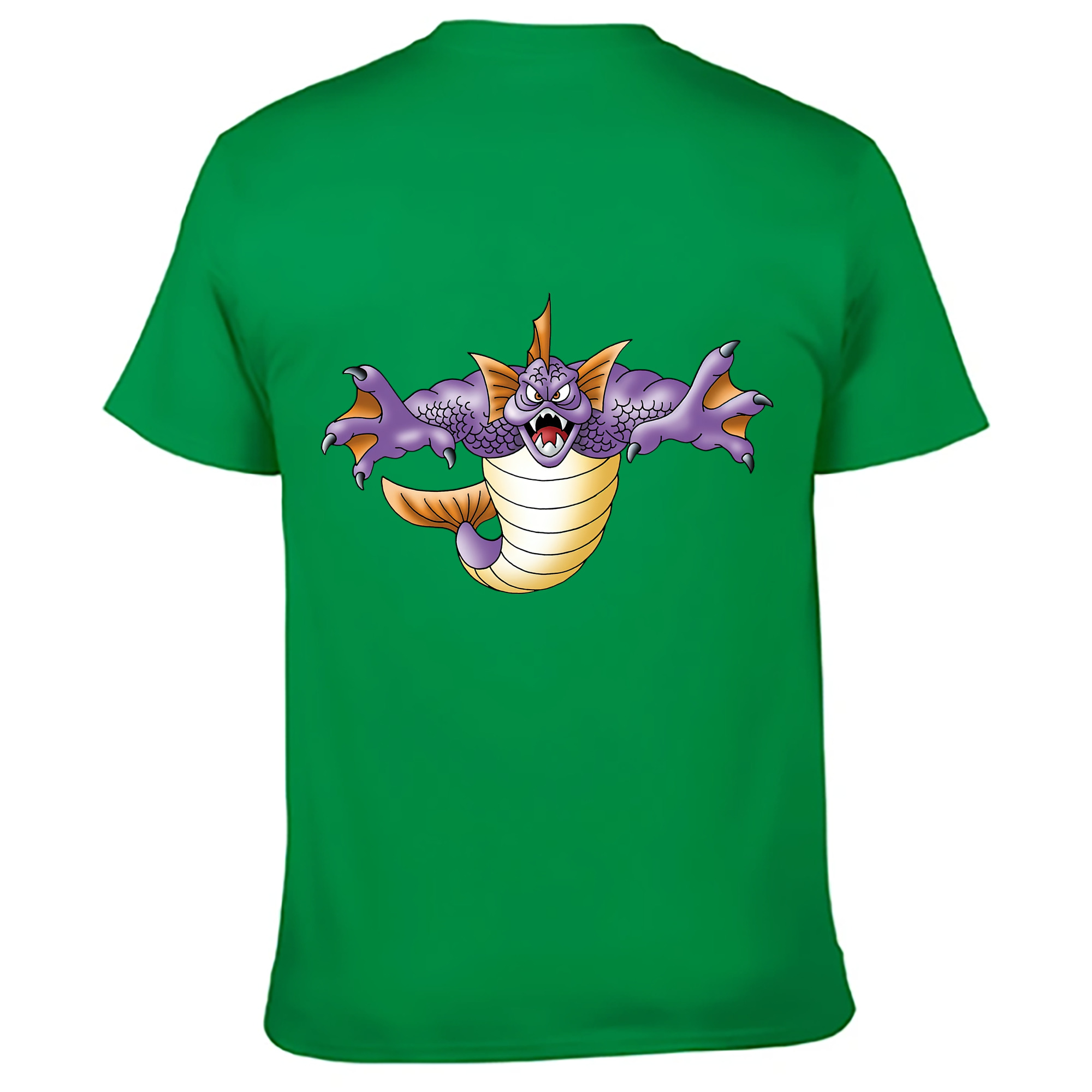 （画像用） ドラゴンクエスト Doragon Kuesuto Dragon Quest 綿100％ メンズ半袖Tシャツ（バックプリント） 通気性