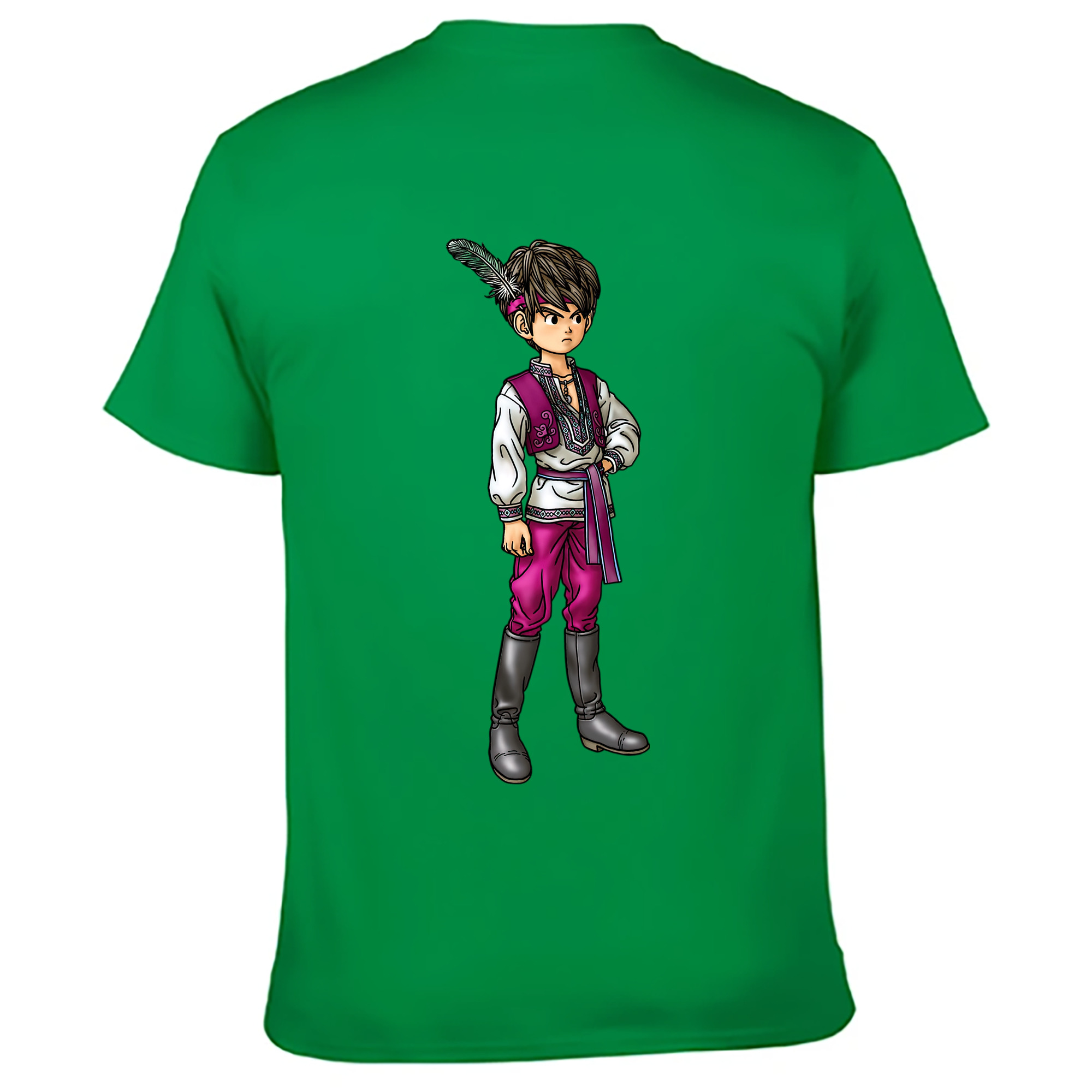 （画像用） ドラゴンクエスト Doragon Kuesuto Dragon Quest 綿100％ メンズ半袖Tシャツ（バックプリント） 通気性