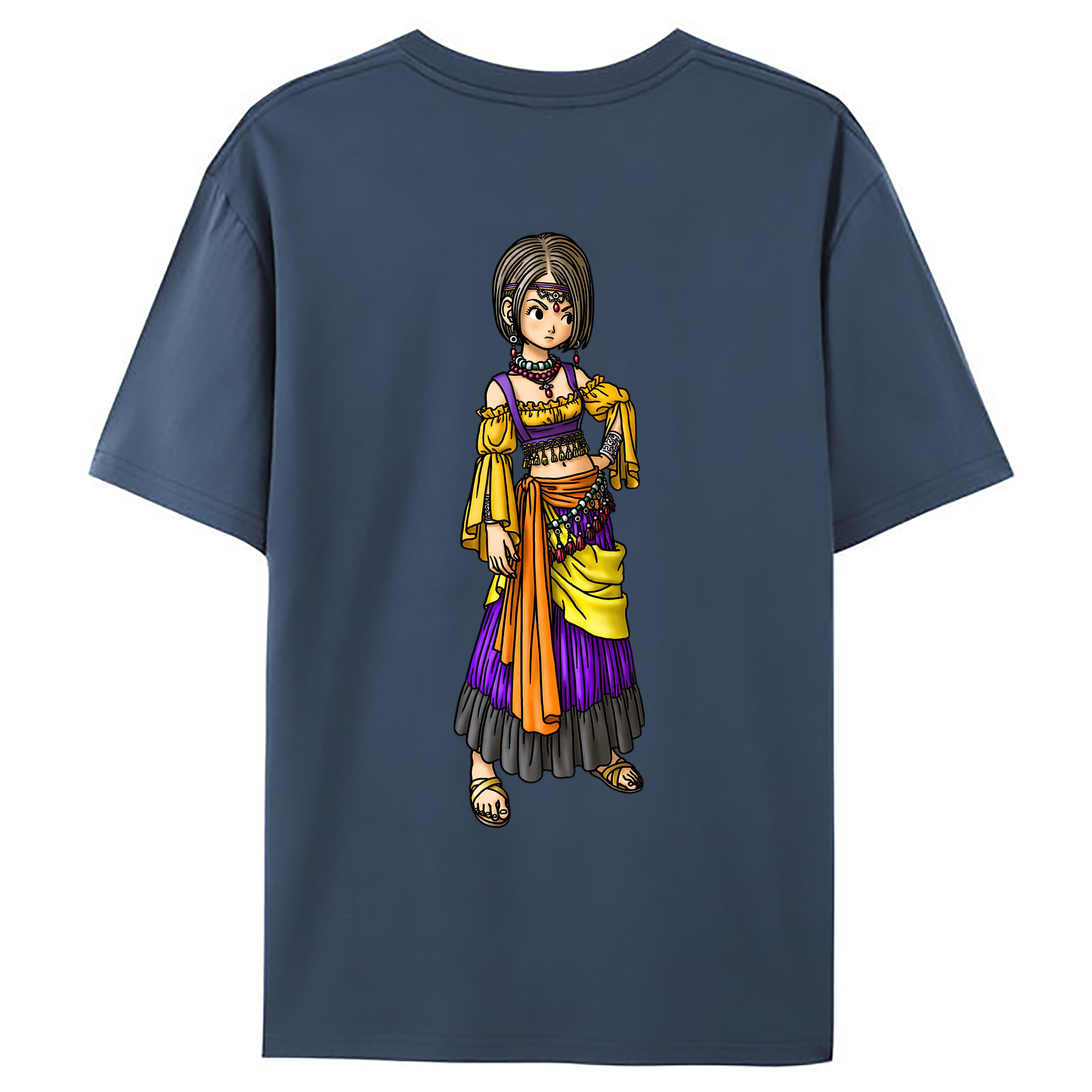 （画像用） ドラゴンクエスト Doragon Kuesuto Dragon Quest 綿100％ メンズ半袖Tシャツ（バックプリント） 通気性
