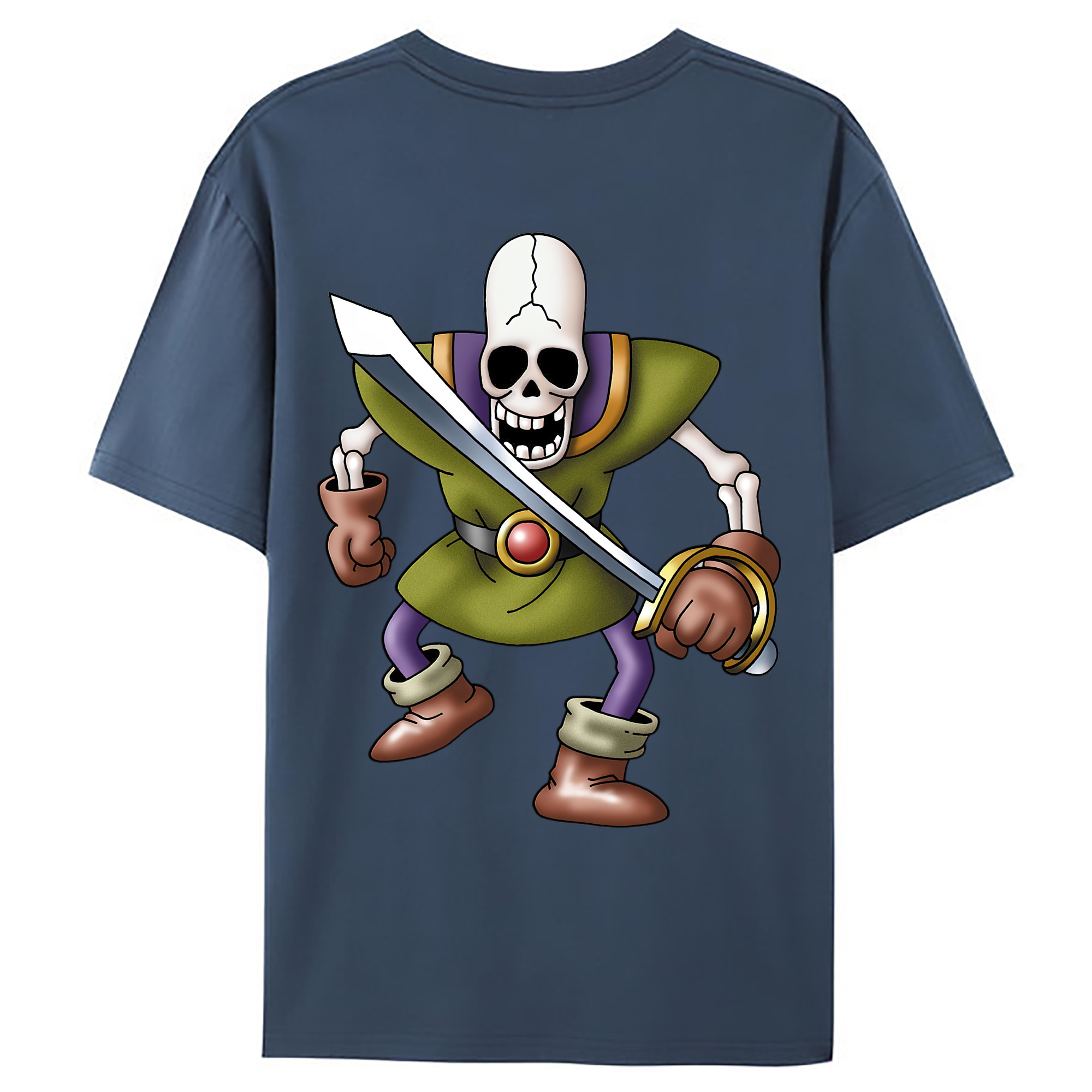 （画像用） ドラゴンクエスト Doragon Kuesuto Dragon Quest 綿100％ メンズ半袖Tシャツ（バックプリント） 通気性