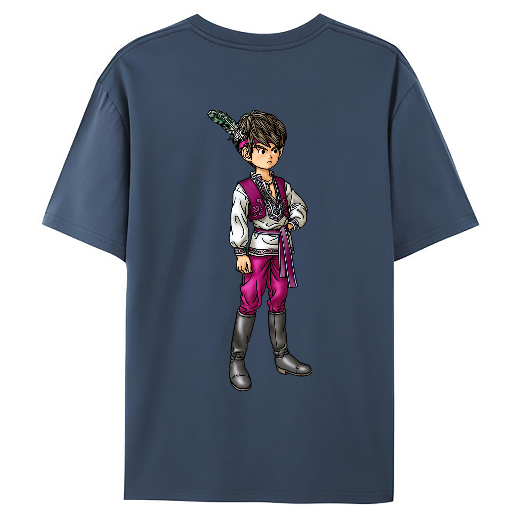 （画像用） ドラゴンクエスト Doragon Kuesuto Dragon Quest 綿100％ メンズ半袖Tシャツ（バックプリント） 通気性