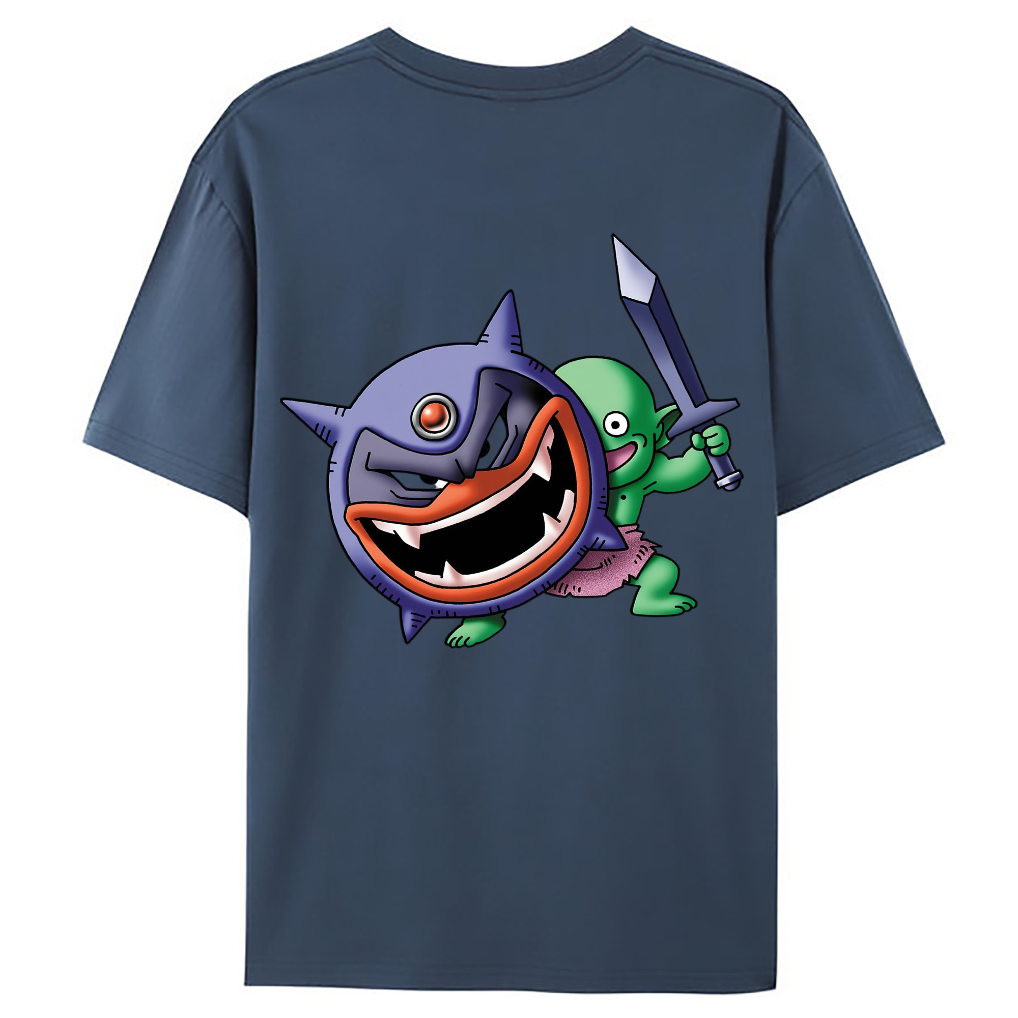 （画像用） ドラゴンクエスト Doragon Kuesuto Dragon Quest 綿100％ メンズ半袖Tシャツ（バックプリント） 通気性