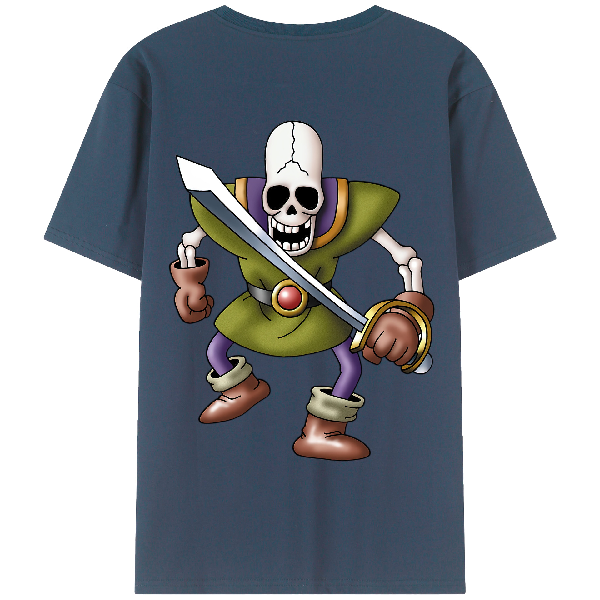 （画像用） ドラゴンクエスト Doragon Kuesuto Dragon Quest 綿100％ メンズ半袖Tシャツ（バックプリント） 通気性