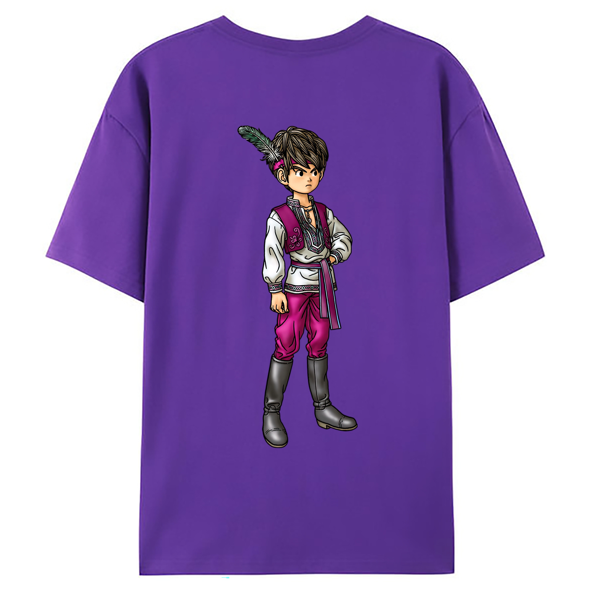 （画像用） ドラゴンクエスト Doragon Kuesuto Dragon Quest 綿100％ メンズ半袖Tシャツ（バックプリント） 通気性