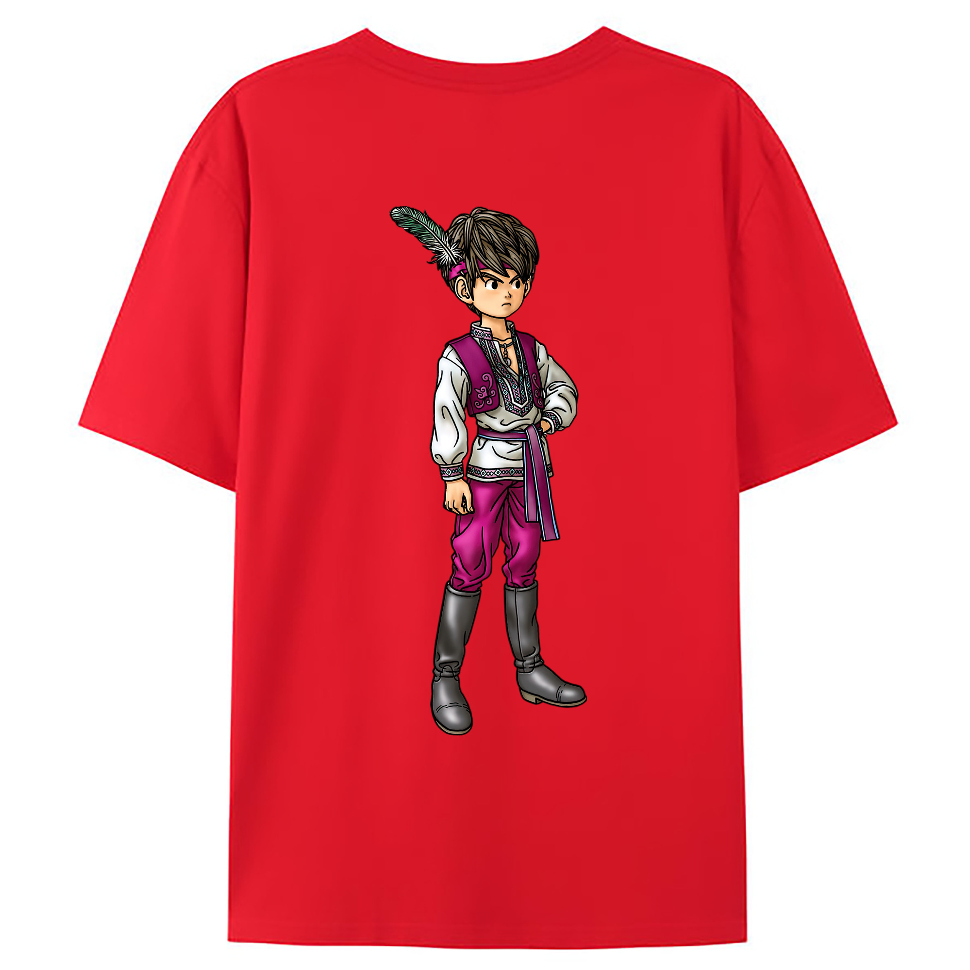（画像用） ドラゴンクエスト Doragon Kuesuto Dragon Quest 綿100％ メンズ半袖Tシャツ（バックプリント） 通気性