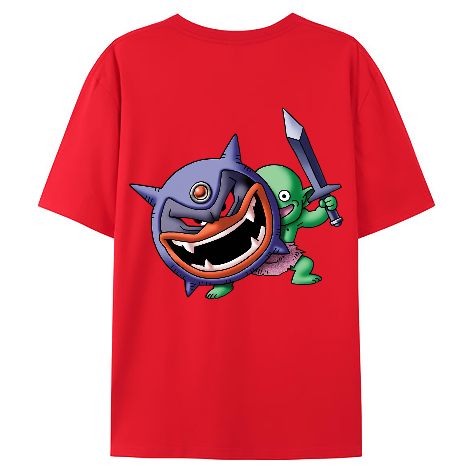 （画像用） ドラゴンクエスト Doragon Kuesuto Dragon Quest 綿100％ メンズ半袖Tシャツ（バックプリント） 通気性