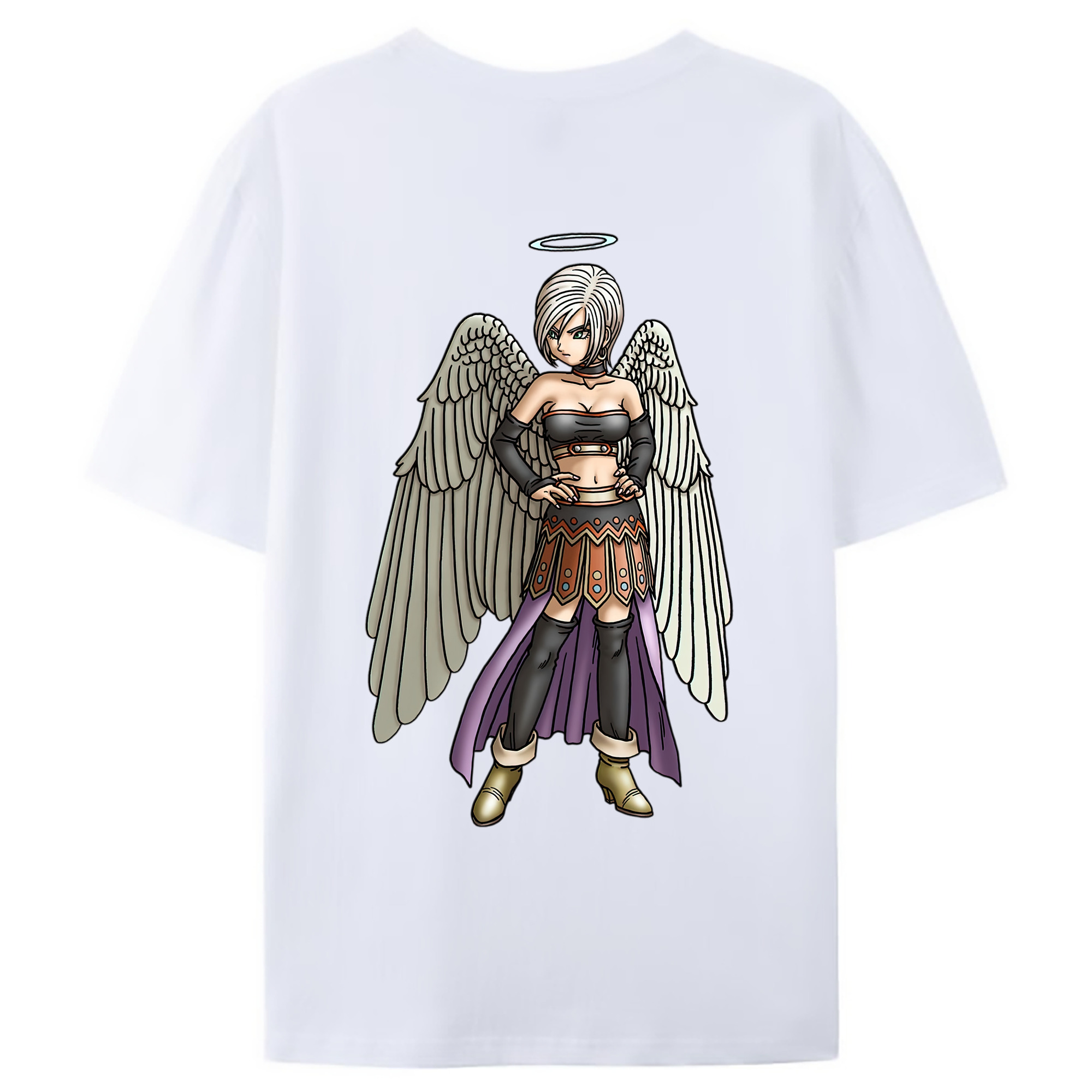 （画像用） ドラゴンクエスト Doragon Kuesuto Dragon Quest 綿100％ メンズ半袖Tシャツ（バックプリント） 通気性