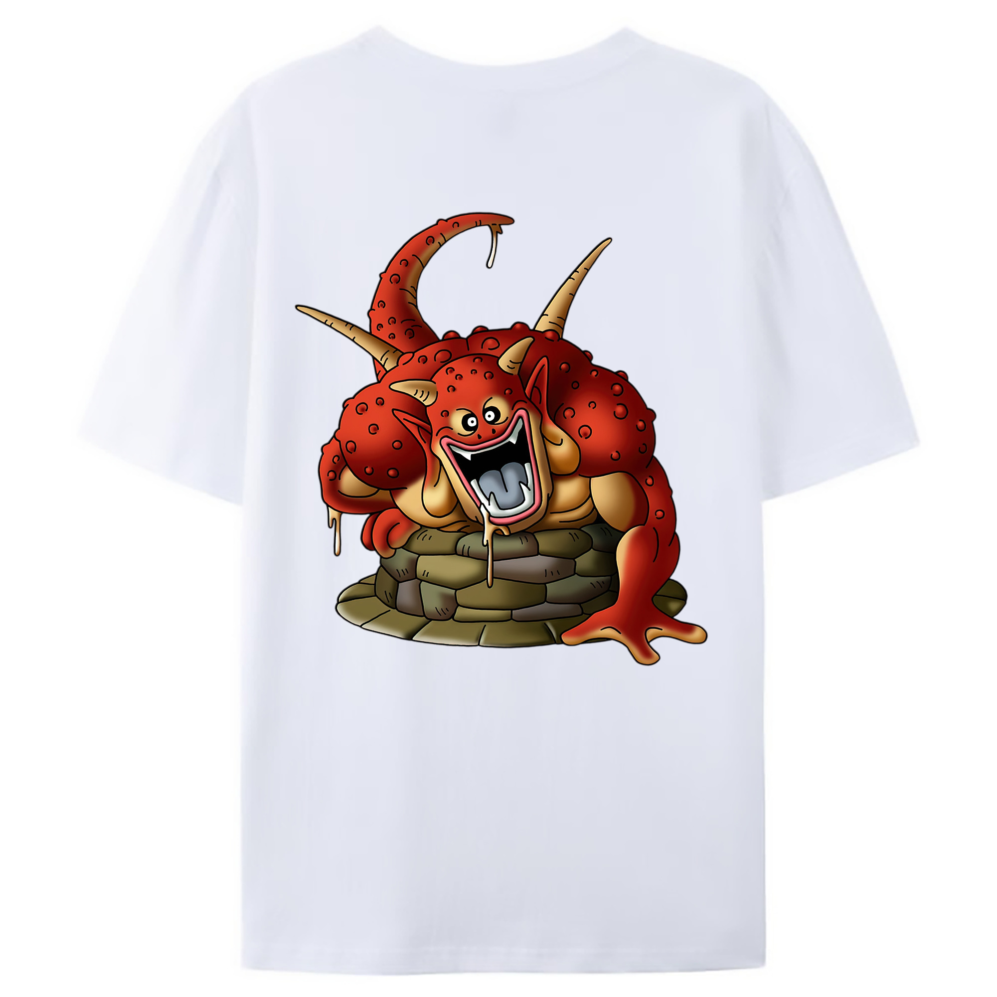 （画像用） ドラゴンクエスト Doragon Kuesuto Dragon Quest 綿100％ メンズ半袖Tシャツ（バックプリント） 通気性