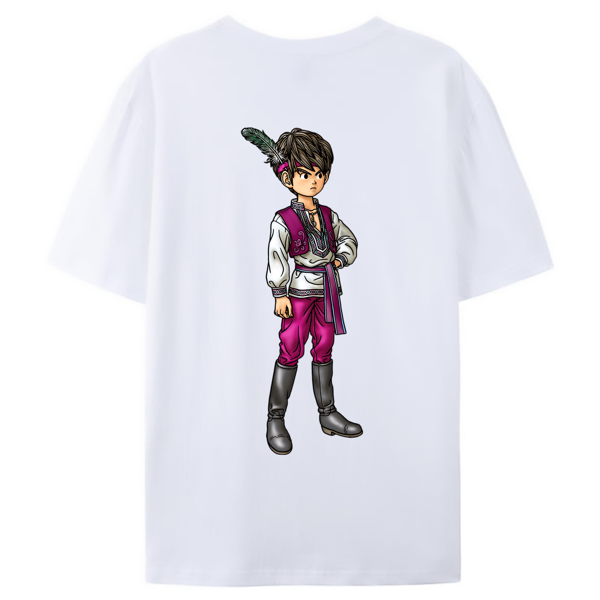 （画像用） ドラゴンクエスト Doragon Kuesuto Dragon Quest 綿100％ メンズ半袖Tシャツ（バックプリント） 通気性