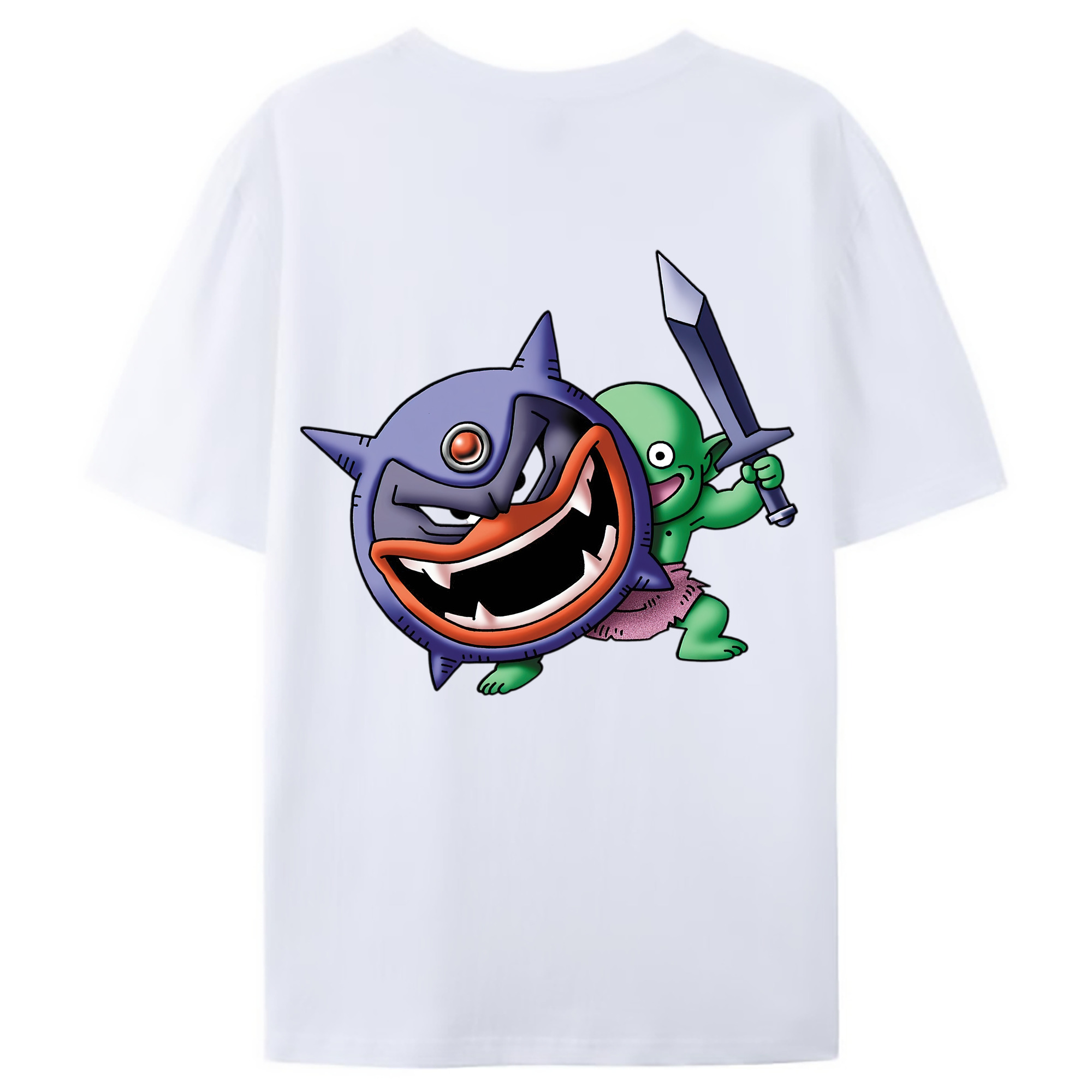 （画像用） ドラゴンクエスト Doragon Kuesuto Dragon Quest 綿100％ メンズ半袖Tシャツ（バックプリント） 通気性