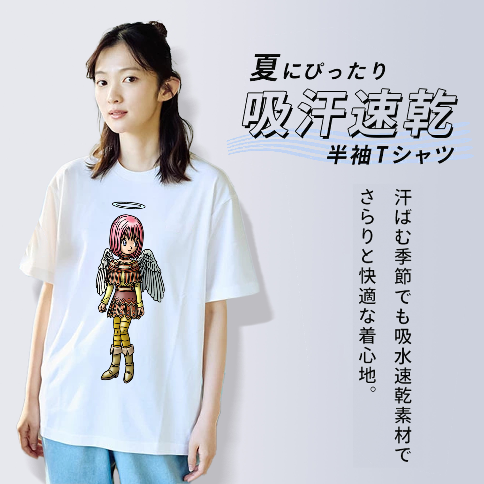 ドラゴンクエスト Doragon Kuesuto Dragon Quest レディースカジュアルプリントTシャツ（綿100％）