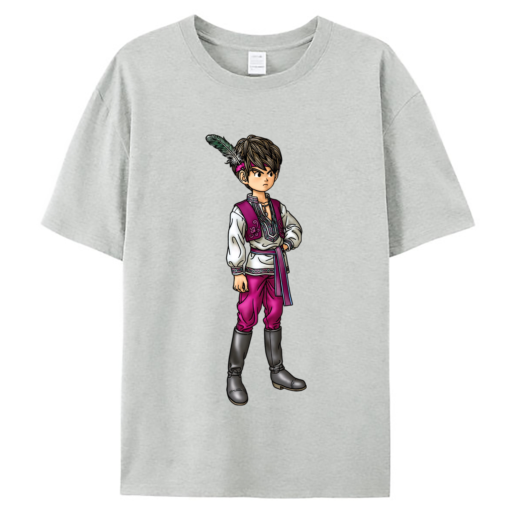 （画像用） ドラゴンクエスト Doragon Kuesuto Dragon Quest レディースカジュアルプリントTシャツ（綿100％）