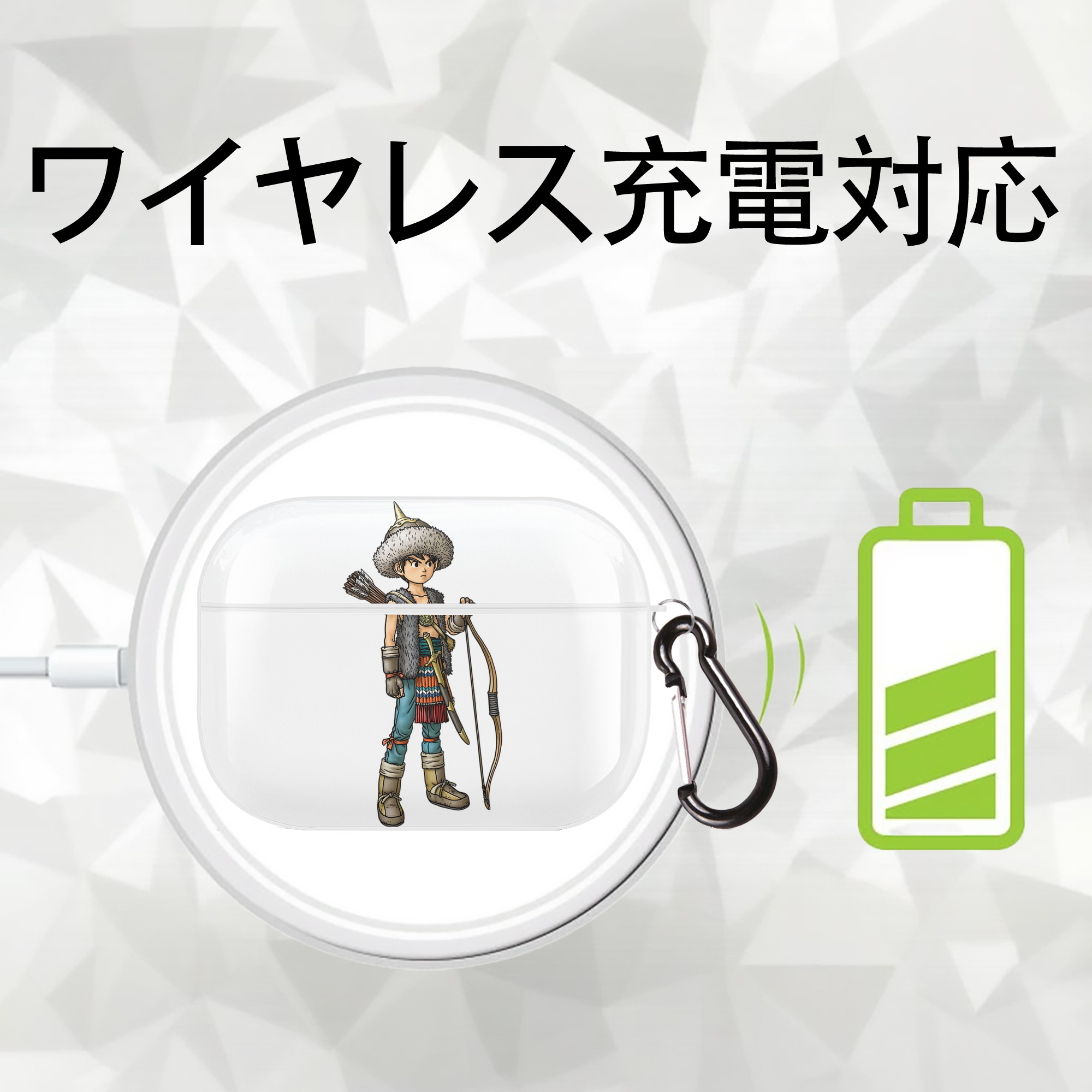 ドラゴンクエスト Doragon Kuesuto Dragon Quest 【AirPods Pro用】ハードシェル保護ケース 耐衝撃・防指紋・カラビナ付き商品仕様