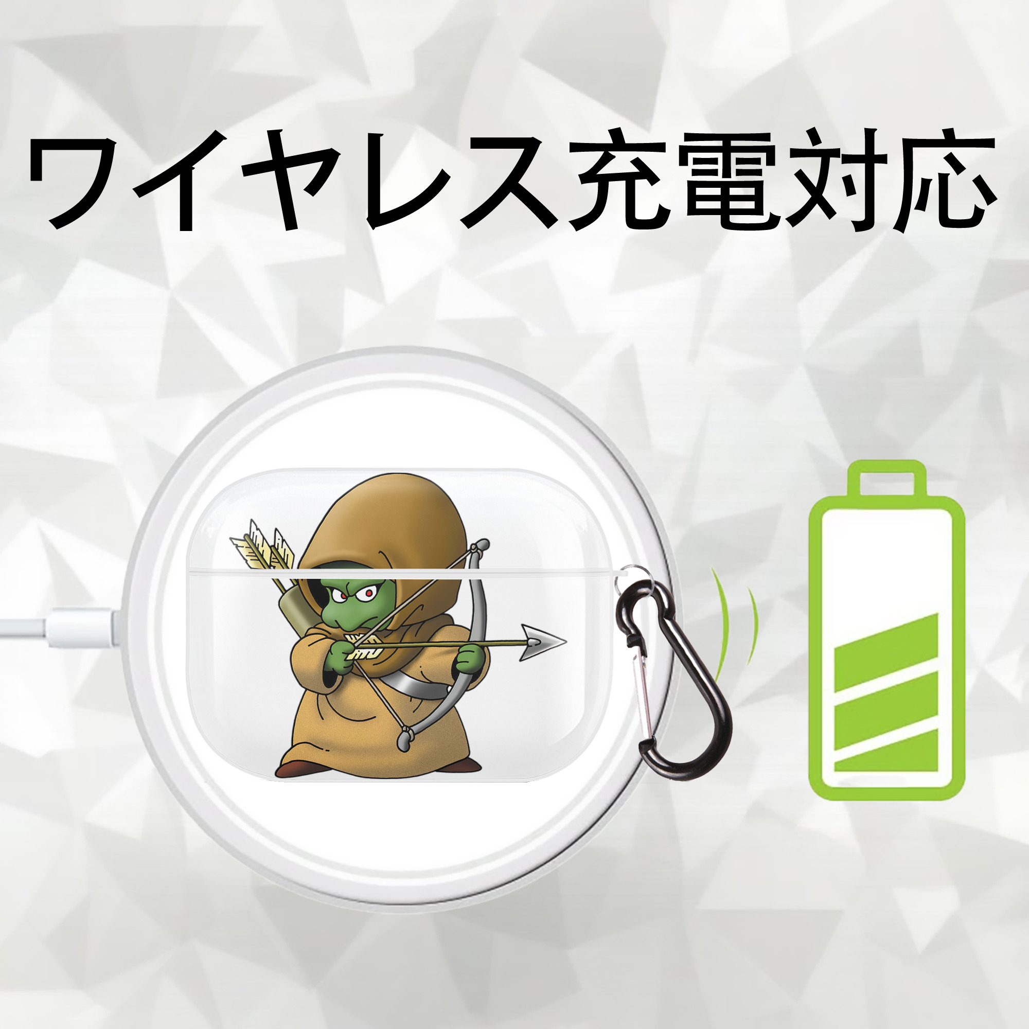 ドラゴンクエスト Doragon Kuesuto Dragon Quest 【AirPods Pro用】ハードシェル保護ケース 耐衝撃・防指紋・カラビナ付き商品仕様