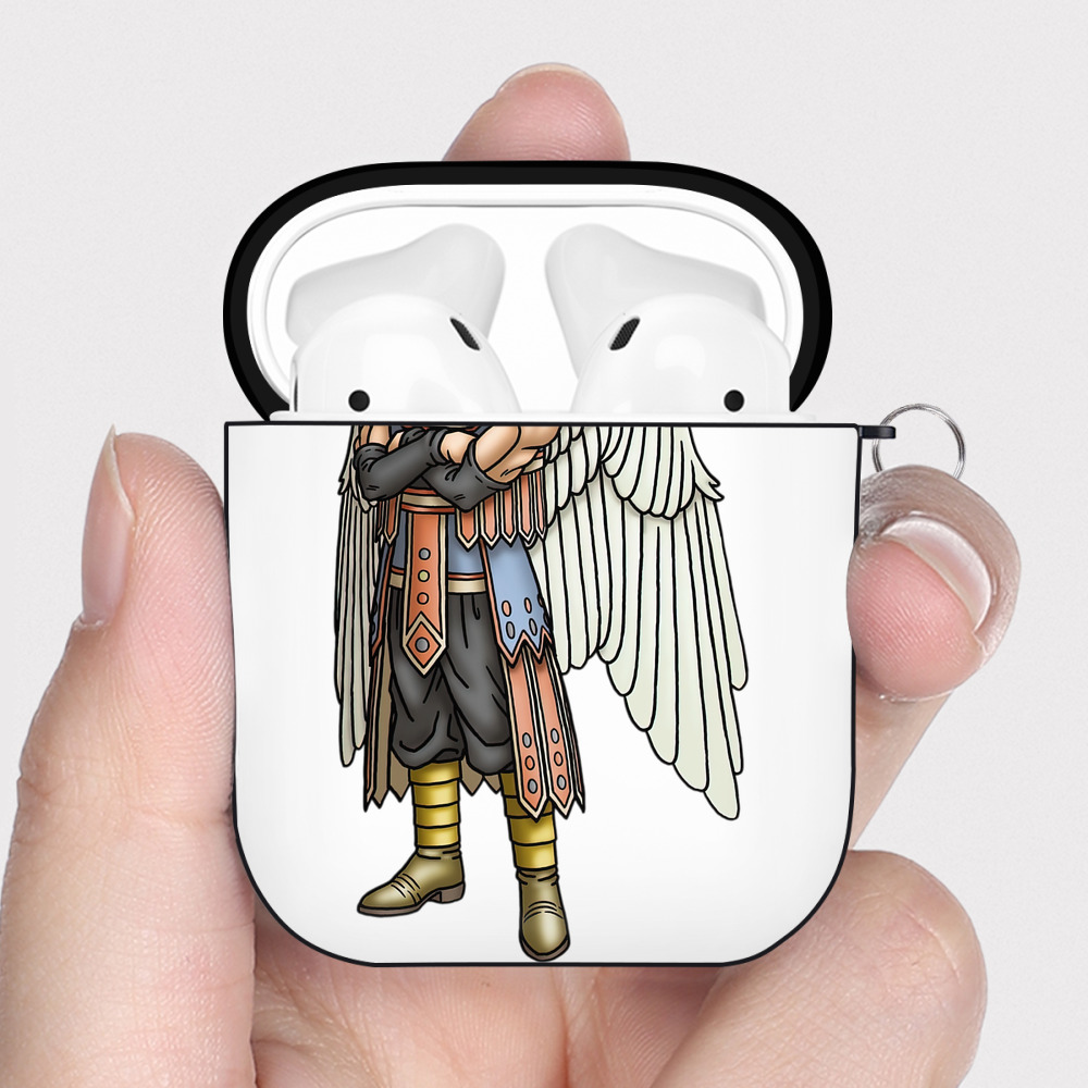 （画像用） ドラゴンクエスト Doragon Kuesuto Dragon Quest AirPods 第2世代保護ケース ハードシェル ブラック 耐衝撃・防指紋・カラビナ付き