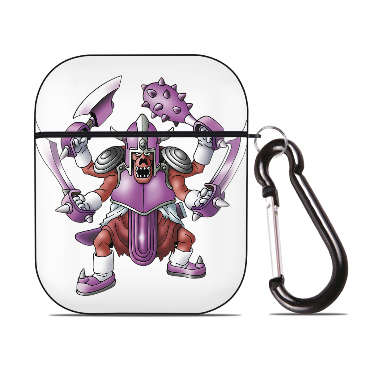 （画像用） ドラゴンクエスト Doragon Kuesuto Dragon Quest AirPods 第2世代保護ケース ハードシェル ブラック 耐衝撃・防指紋・カラビナ付き