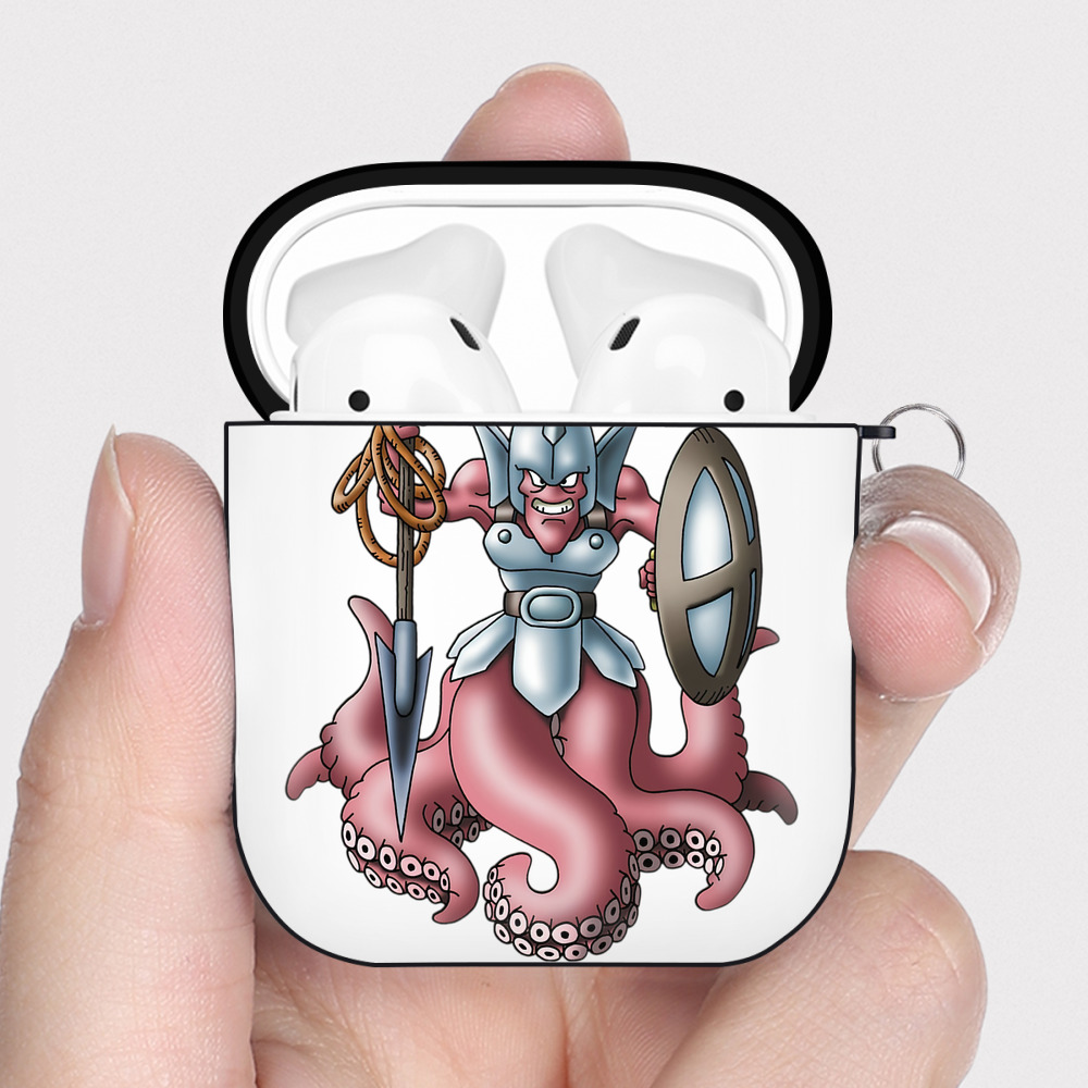 （画像用） ドラゴンクエスト Doragon Kuesuto Dragon Quest AirPods 第2世代保護ケース ハードシェル ブラック 耐衝撃・防指紋・カラビナ付き