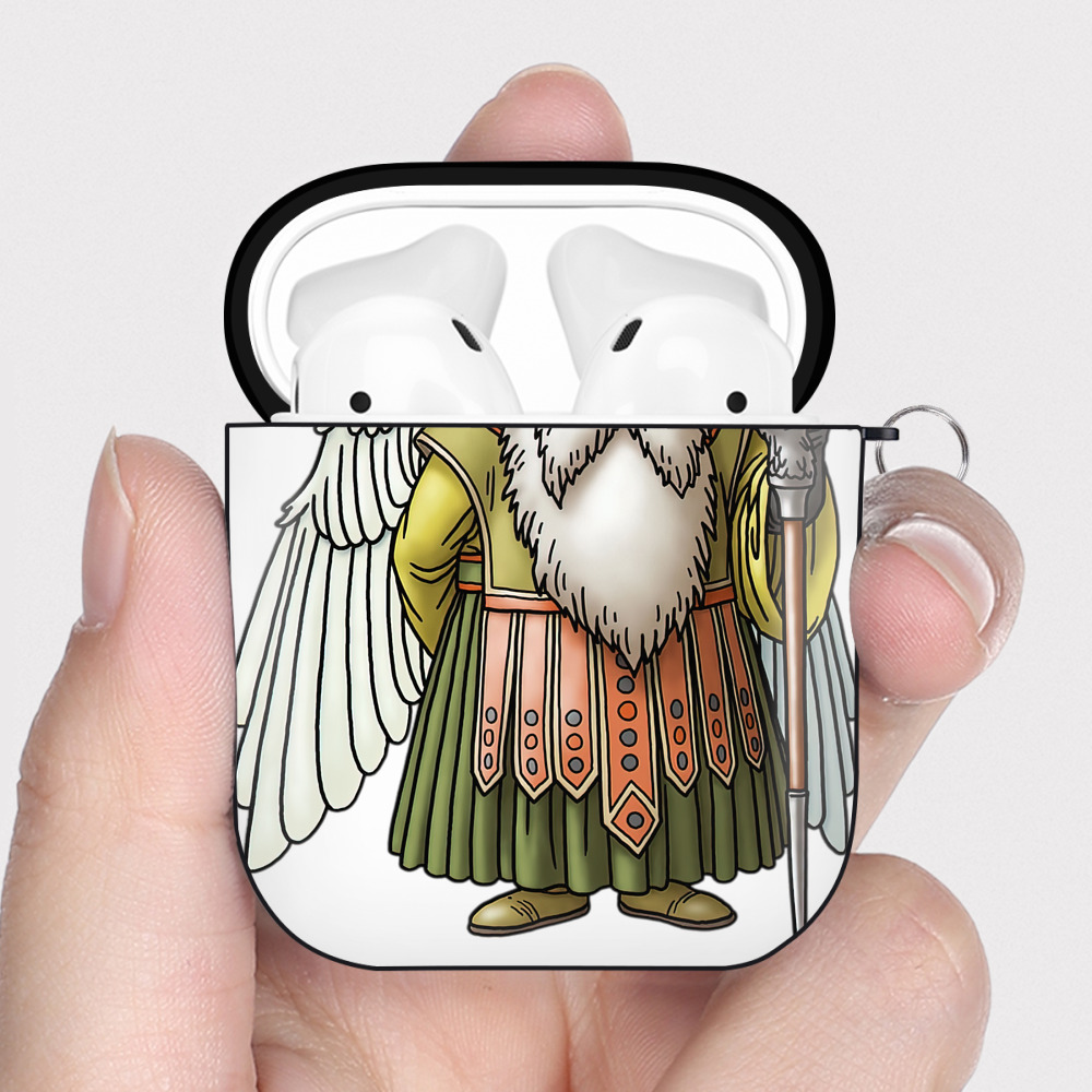 （画像用） ドラゴンクエスト Doragon Kuesuto Dragon Quest AirPods 第2世代保護ケース ハードシェル ブラック 耐衝撃・防指紋・カラビナ付き
