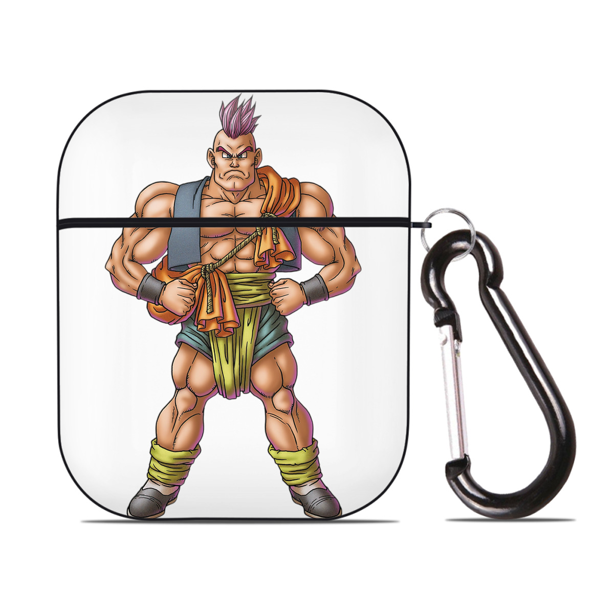 （画像用） ドラゴンクエスト Doragon Kuesuto Dragon Quest AirPods 第2世代保護ケース ハードシェル ブラック 耐衝撃・防指紋・カラビナ付き