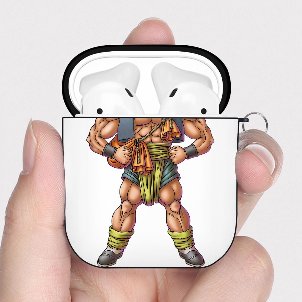 （画像用） ドラゴンクエスト Doragon Kuesuto Dragon Quest AirPods 第2世代保護ケース ハードシェル ブラック 耐衝撃・防指紋・カラビナ付き