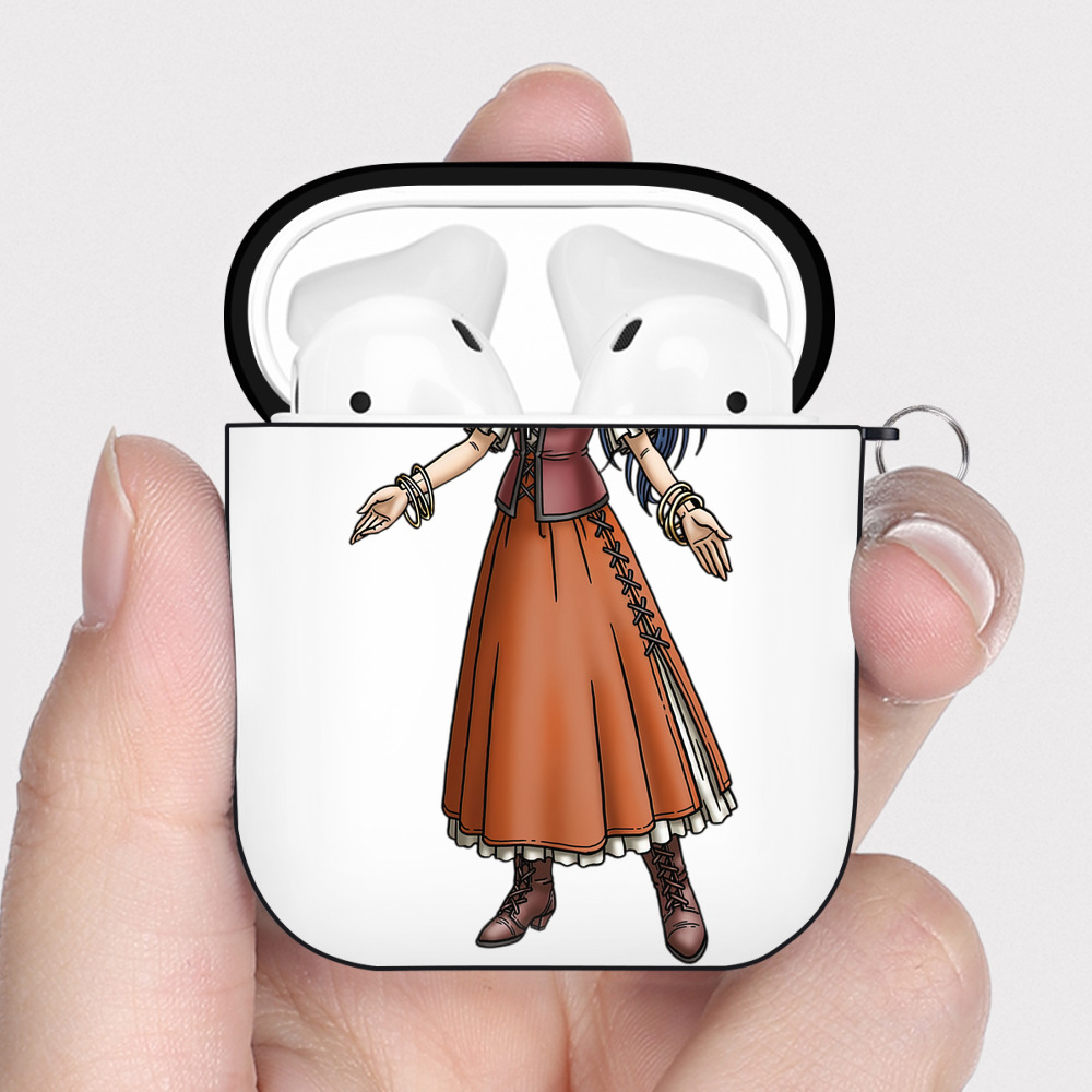 （画像用） ドラゴンクエスト Doragon Kuesuto Dragon Quest AirPods 第2世代保護ケース ハードシェル ブラック 耐衝撃・防指紋・カラビナ付き