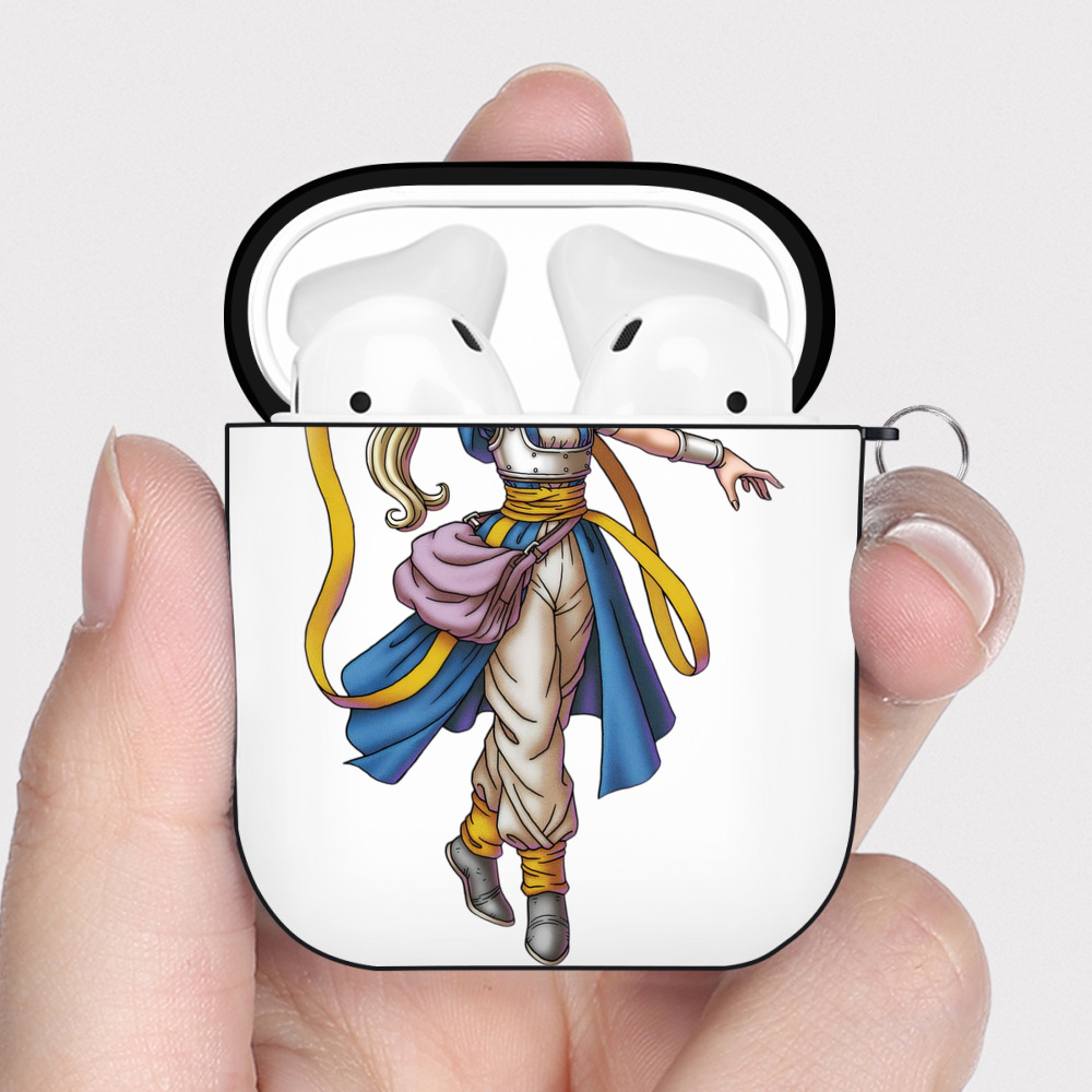 （画像用） ドラゴンクエスト Doragon Kuesuto Dragon Quest AirPods 第2世代保護ケース ハードシェル ブラック 耐衝撃・防指紋・カラビナ付き