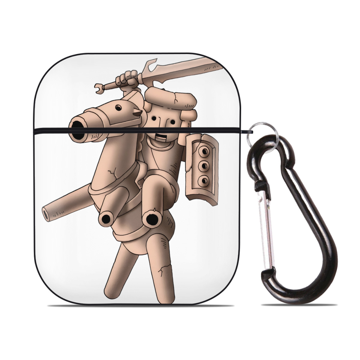 （画像用） ドラゴンクエスト Doragon Kuesuto Dragon Quest AirPods 第2世代保護ケース ハードシェル ブラック 耐衝撃・防指紋・カラビナ付き