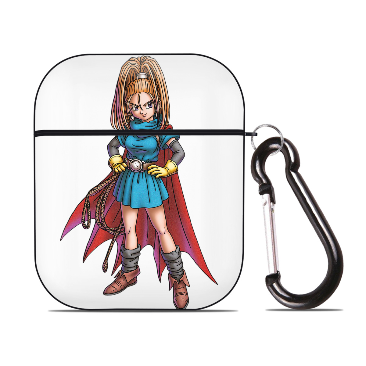 （画像用） ドラゴンクエスト Doragon Kuesuto Dragon Quest AirPods 第2世代保護ケース ハードシェル ブラック 耐衝撃・防指紋・カラビナ付き