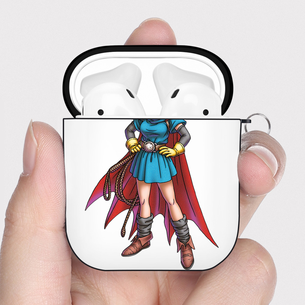 （画像用） ドラゴンクエスト Doragon Kuesuto Dragon Quest AirPods 第2世代保護ケース ハードシェル ブラック 耐衝撃・防指紋・カラビナ付き