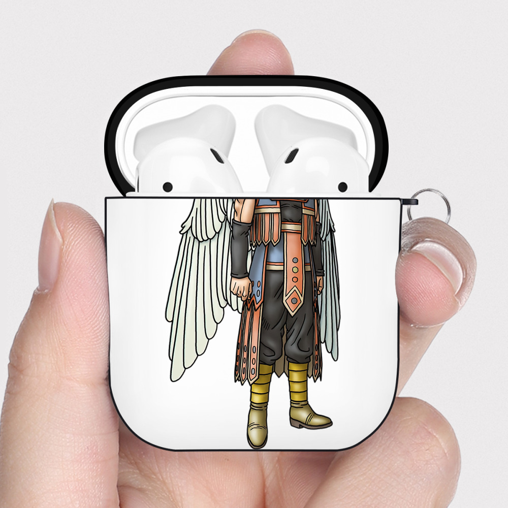 （画像用） ドラゴンクエスト Doragon Kuesuto Dragon Quest AirPods 第2世代保護ケース ハードシェル ブラック 耐衝撃・防指紋・カラビナ付き