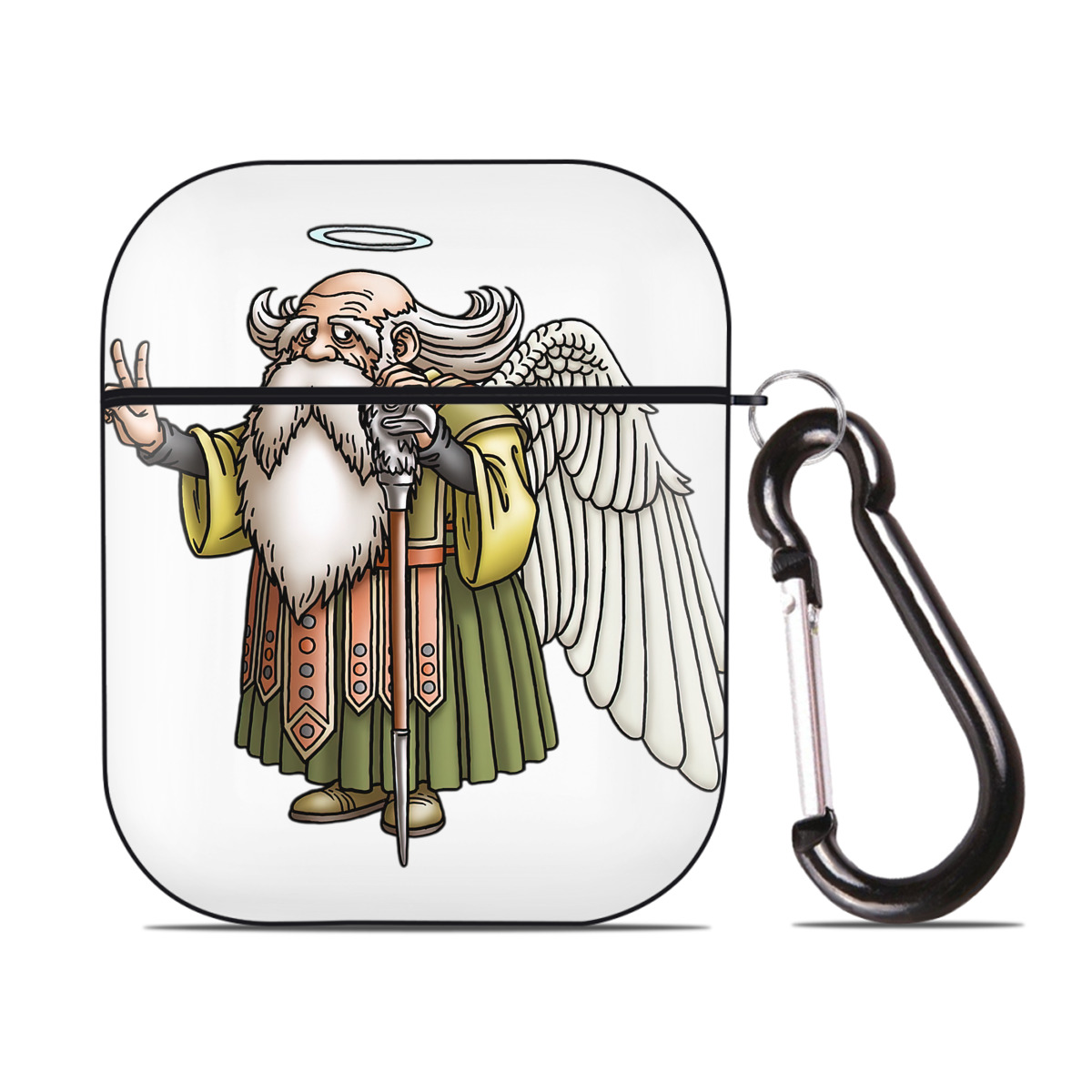 （画像用） ドラゴンクエスト Doragon Kuesuto Dragon Quest AirPods 第2世代保護ケース ハードシェル ブラック 耐衝撃・防指紋・カラビナ付き