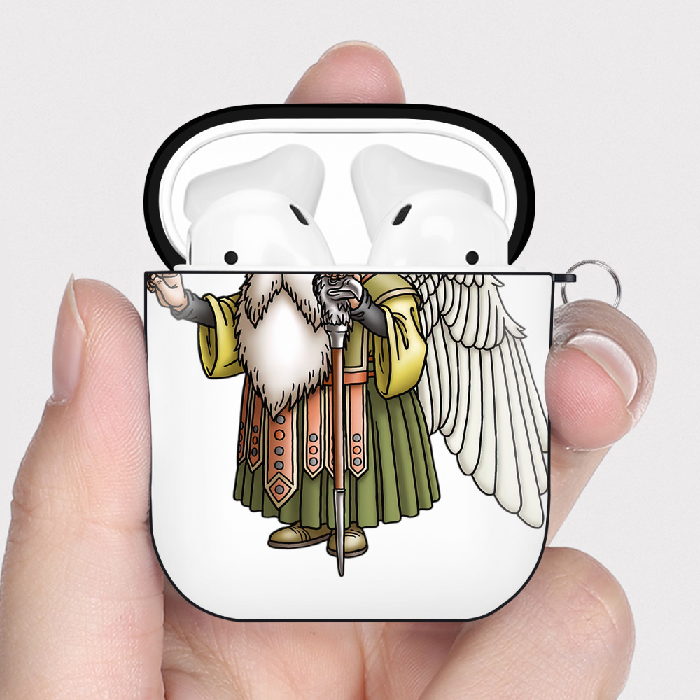 （画像用） ドラゴンクエスト Doragon Kuesuto Dragon Quest AirPods 第2世代保護ケース ハードシェル ブラック 耐衝撃・防指紋・カラビナ付き