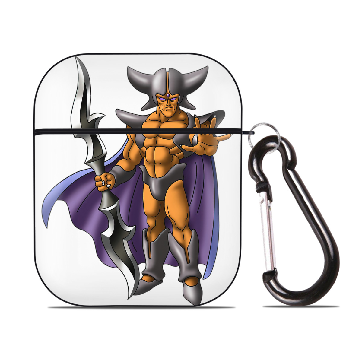 （画像用） ドラゴンクエスト Doragon Kuesuto Dragon Quest AirPods 第2世代保護ケース ハードシェル ブラック 耐衝撃・防指紋・カラビナ付き