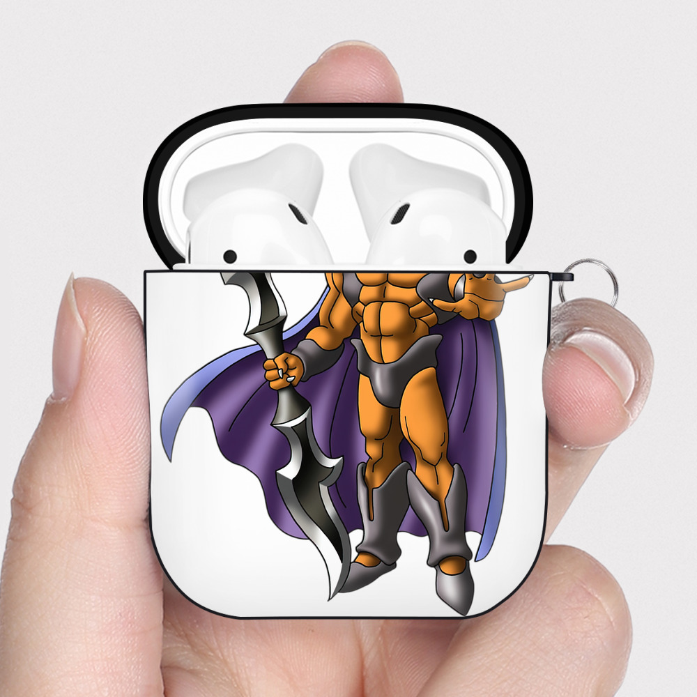 （画像用） ドラゴンクエスト Doragon Kuesuto Dragon Quest AirPods 第2世代保護ケース ハードシェル ブラック 耐衝撃・防指紋・カラビナ付き