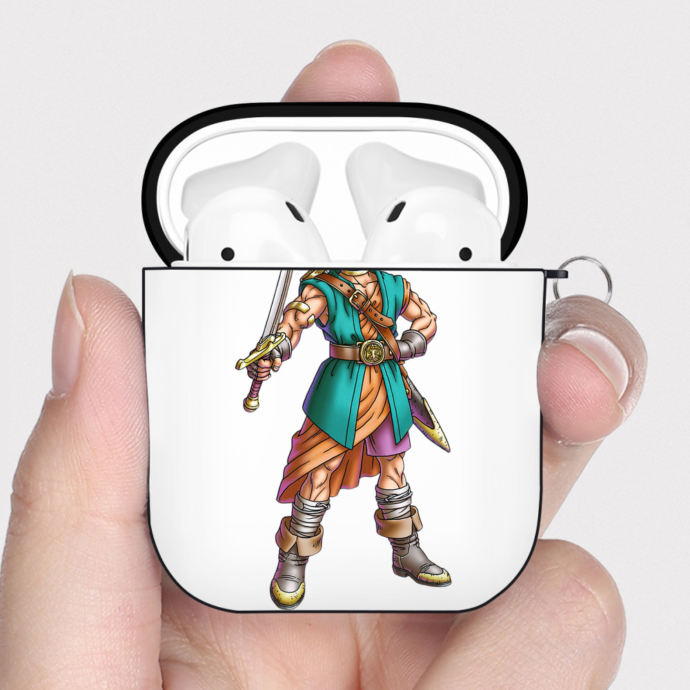 （画像用） ドラゴンクエスト Doragon Kuesuto Dragon Quest AirPods 第2世代保護ケース ハードシェル ブラック 耐衝撃・防指紋・カラビナ付き